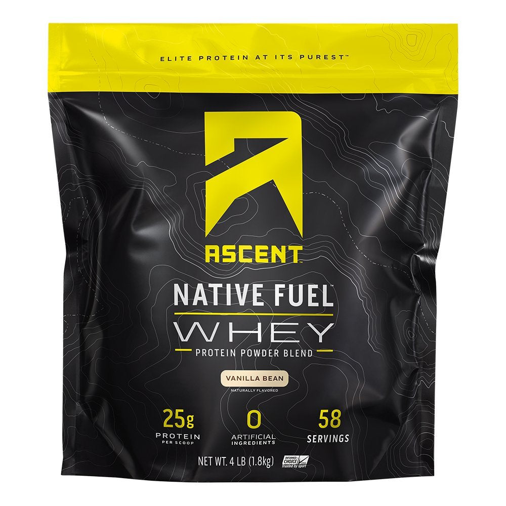 Ascent 100% Whey Native Whey Protein Blend Powder, Vanilla Bean, 64 Servings