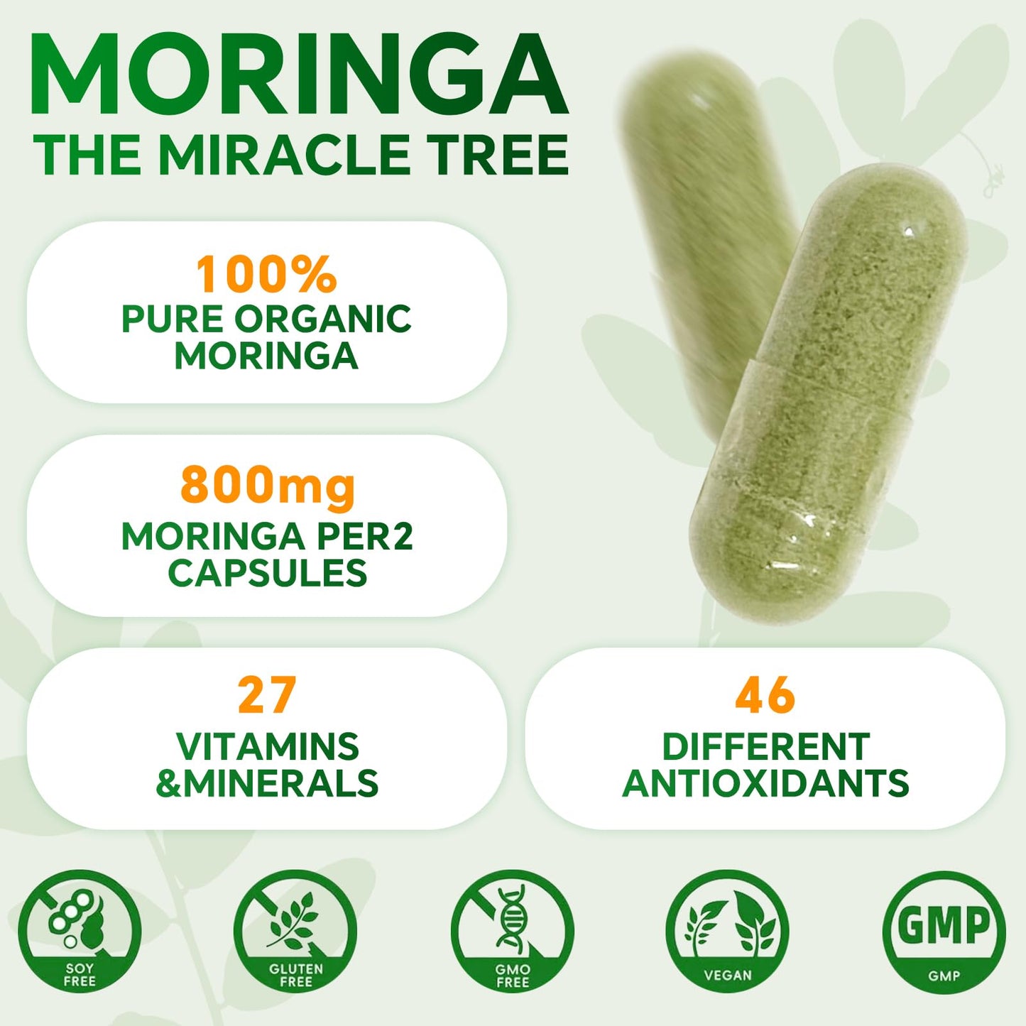 Querespir Moringa Capsules 800mg, 60 Capsules