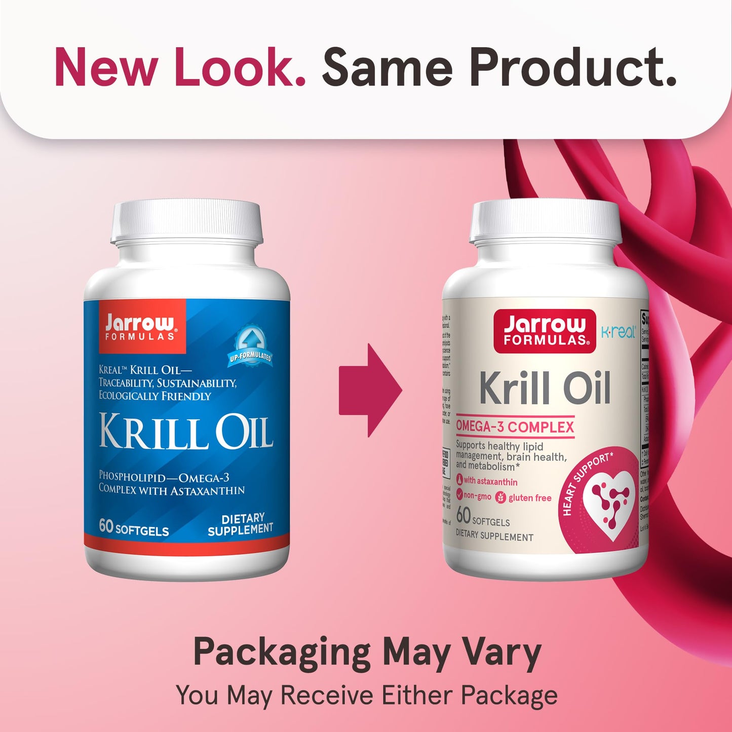 Jarrow Formulas Krill Oil - Phospholipid Omega-3 Complex with Astaxanthin - EPA & DHA Softgels 60