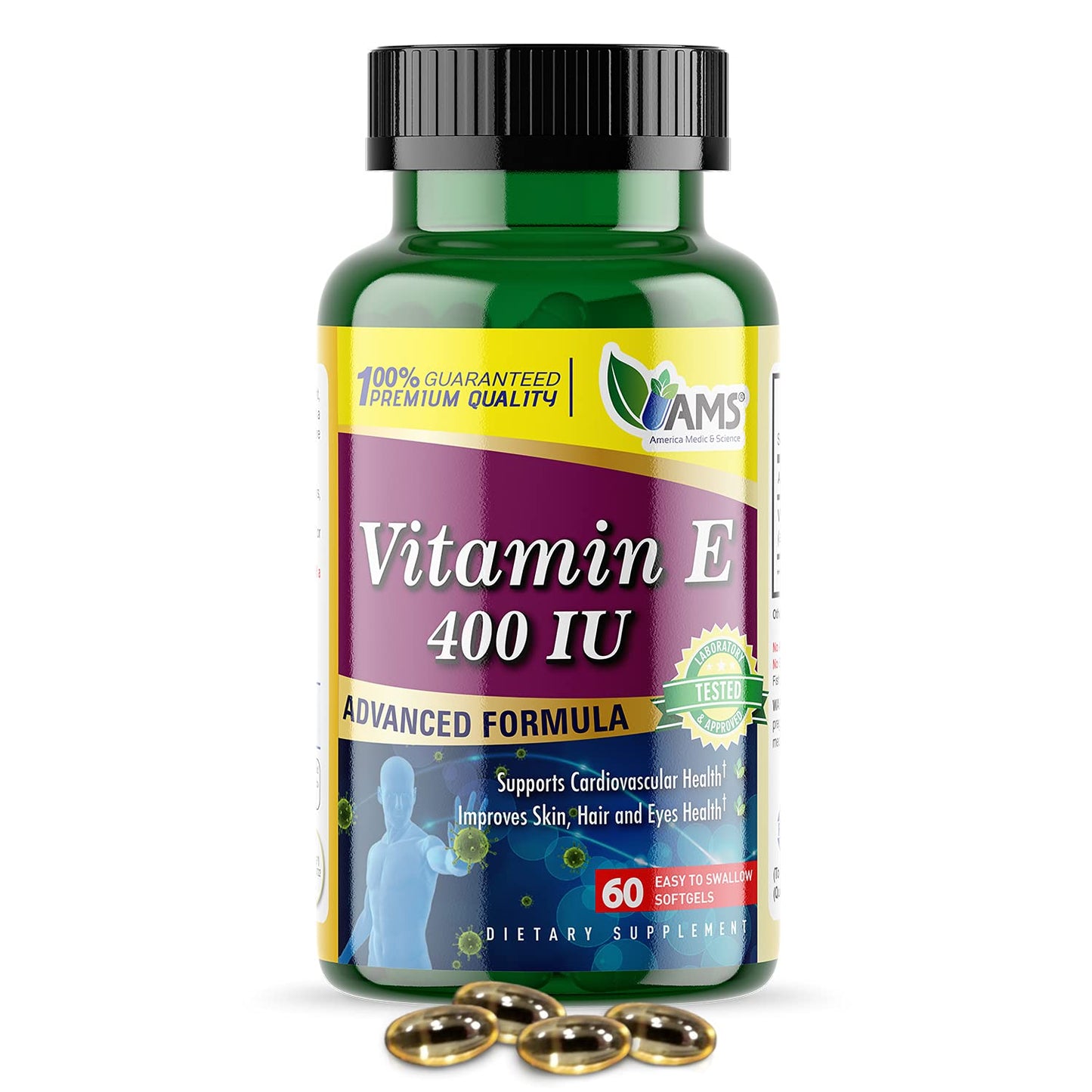 America Medic & Science Vitamin E 400 IU Softgels, 60-count