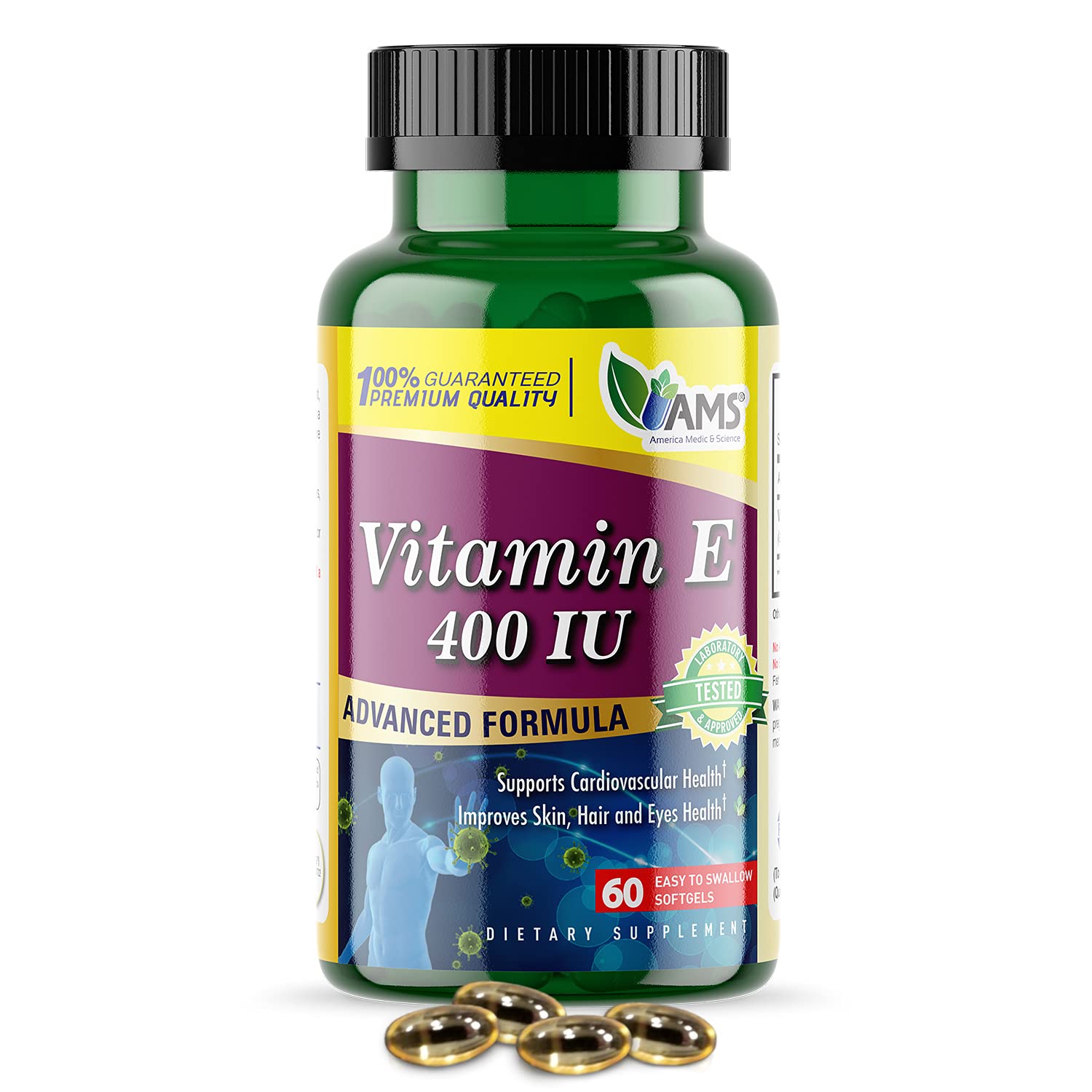 America Medic & Science Vitamin E 400 IU Softgels, 60-count
