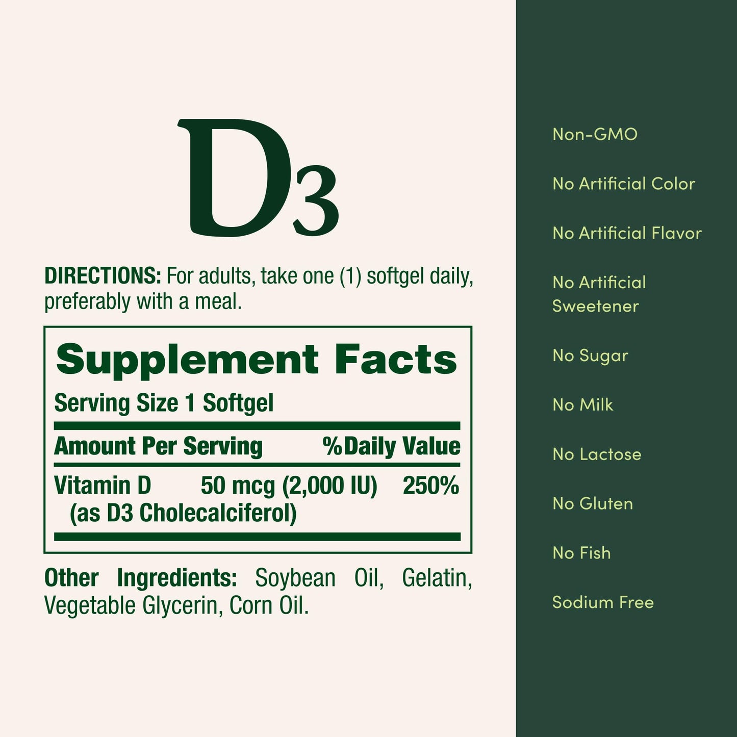 Nature's Bounty Vitamin D3 50mcg Softgels 300