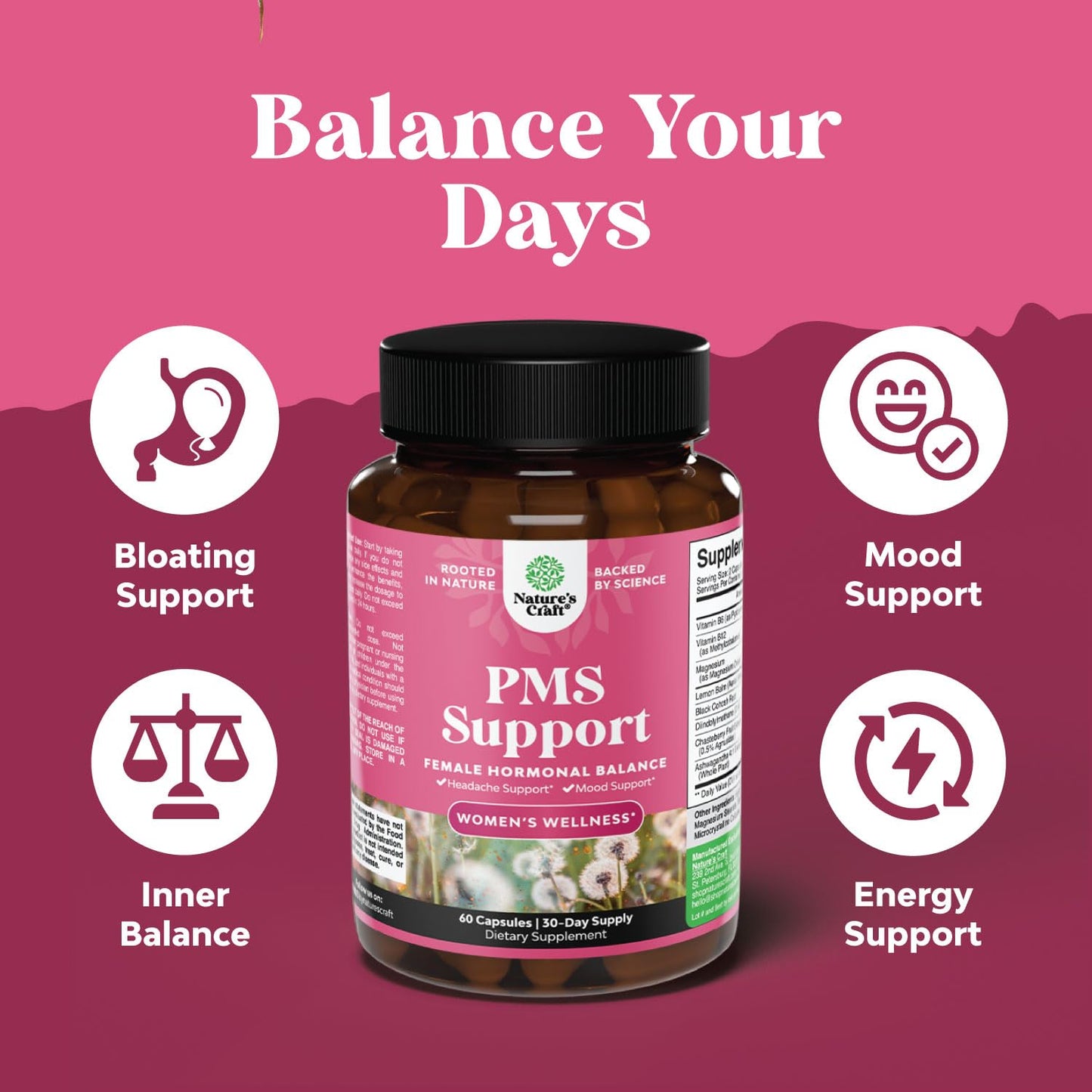 Natures Craft Herbal Thyroid Support Complex & Herbal PMS Support for Women Chewable 2-Pack