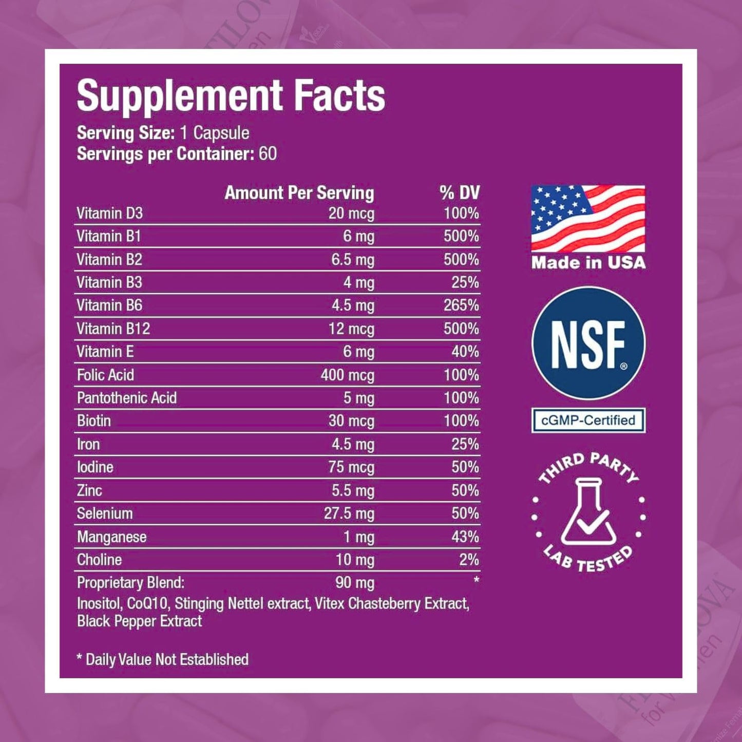 Vision Nutraceuticals Fertility Support Supplement for Women Capsules 60 Count