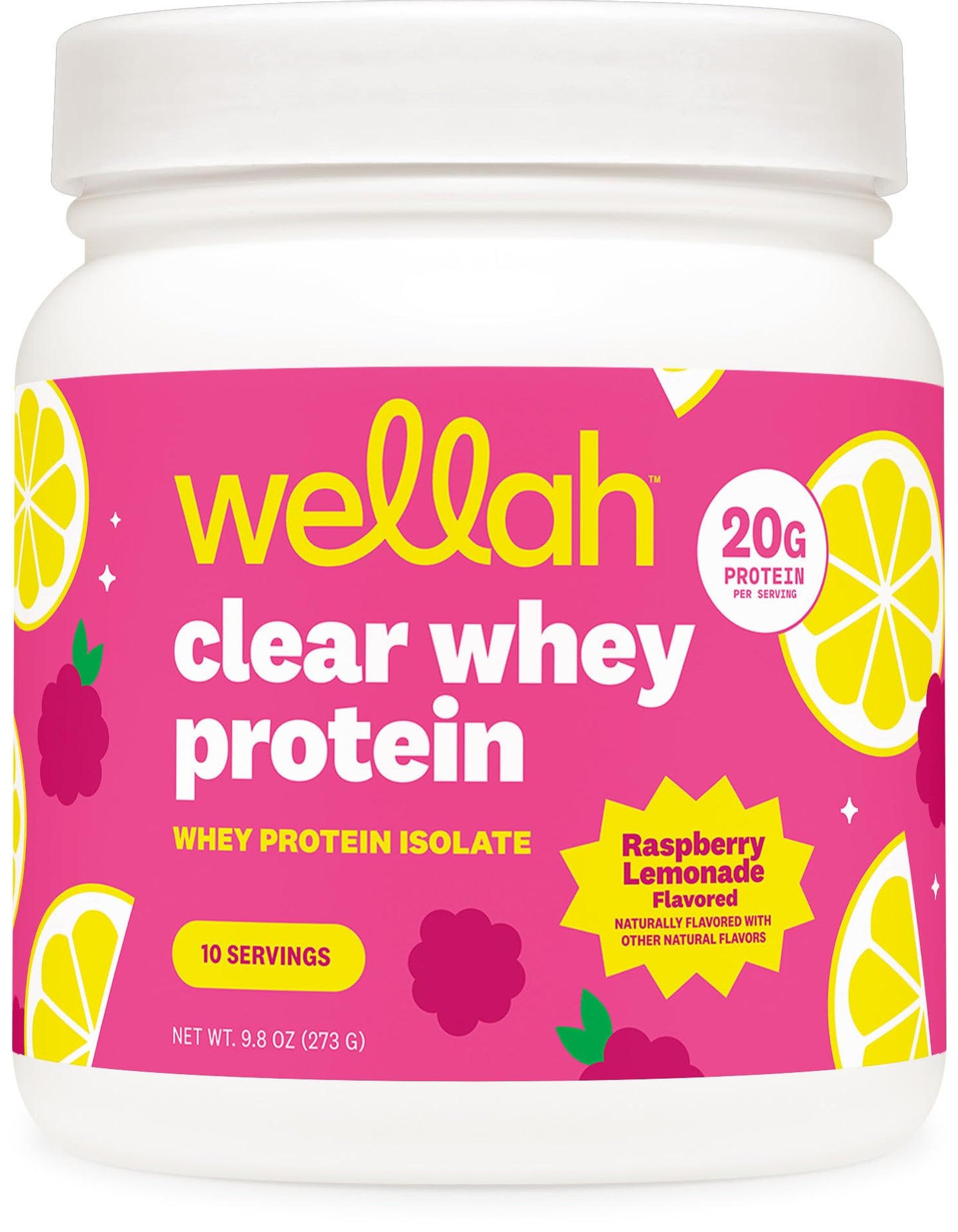 Wellah Clear Whey Protein Isolate Powder (Raspberry Lemonade) 9.8 Ounce