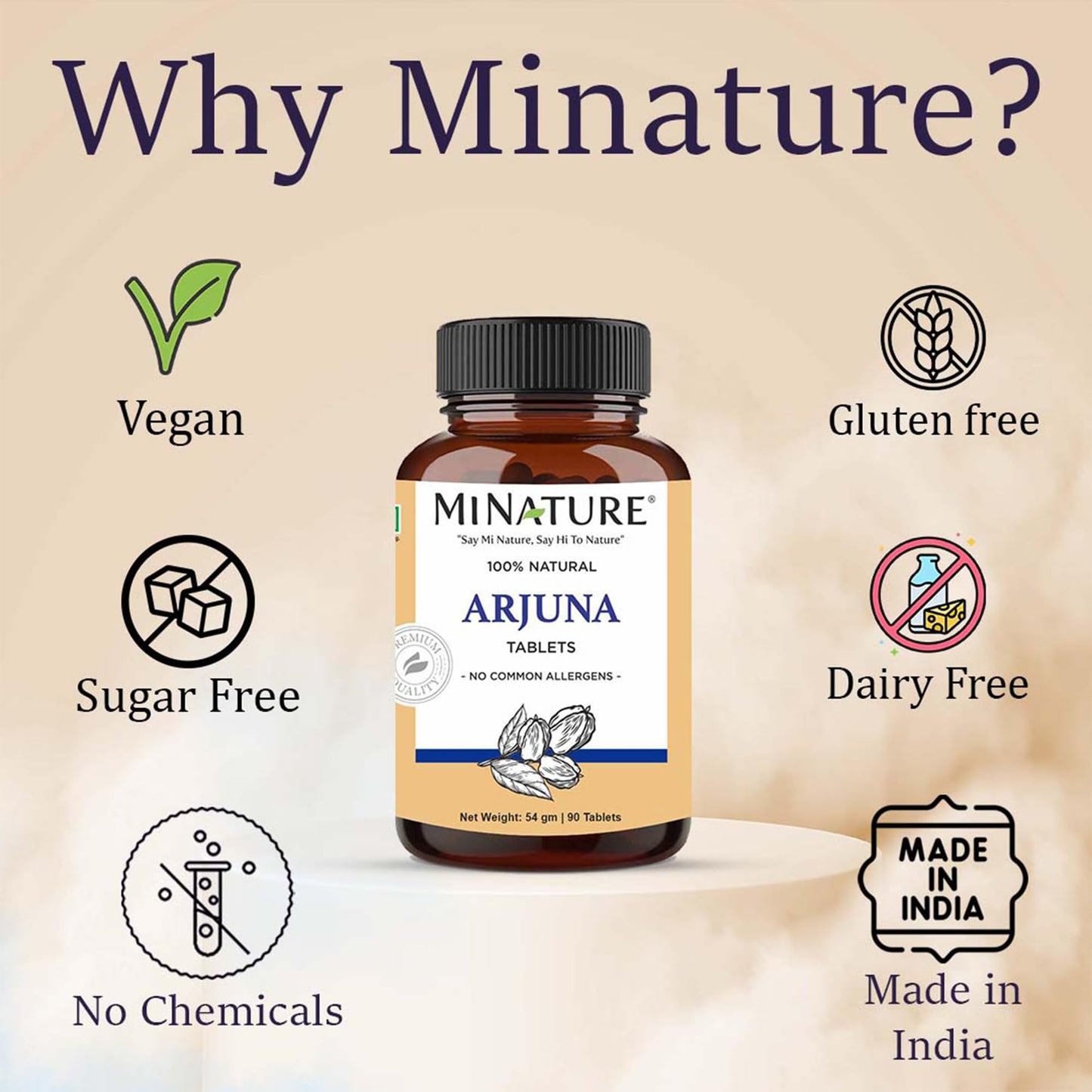 Minature Arjuna Tablets 1000mg, 90 Tablets