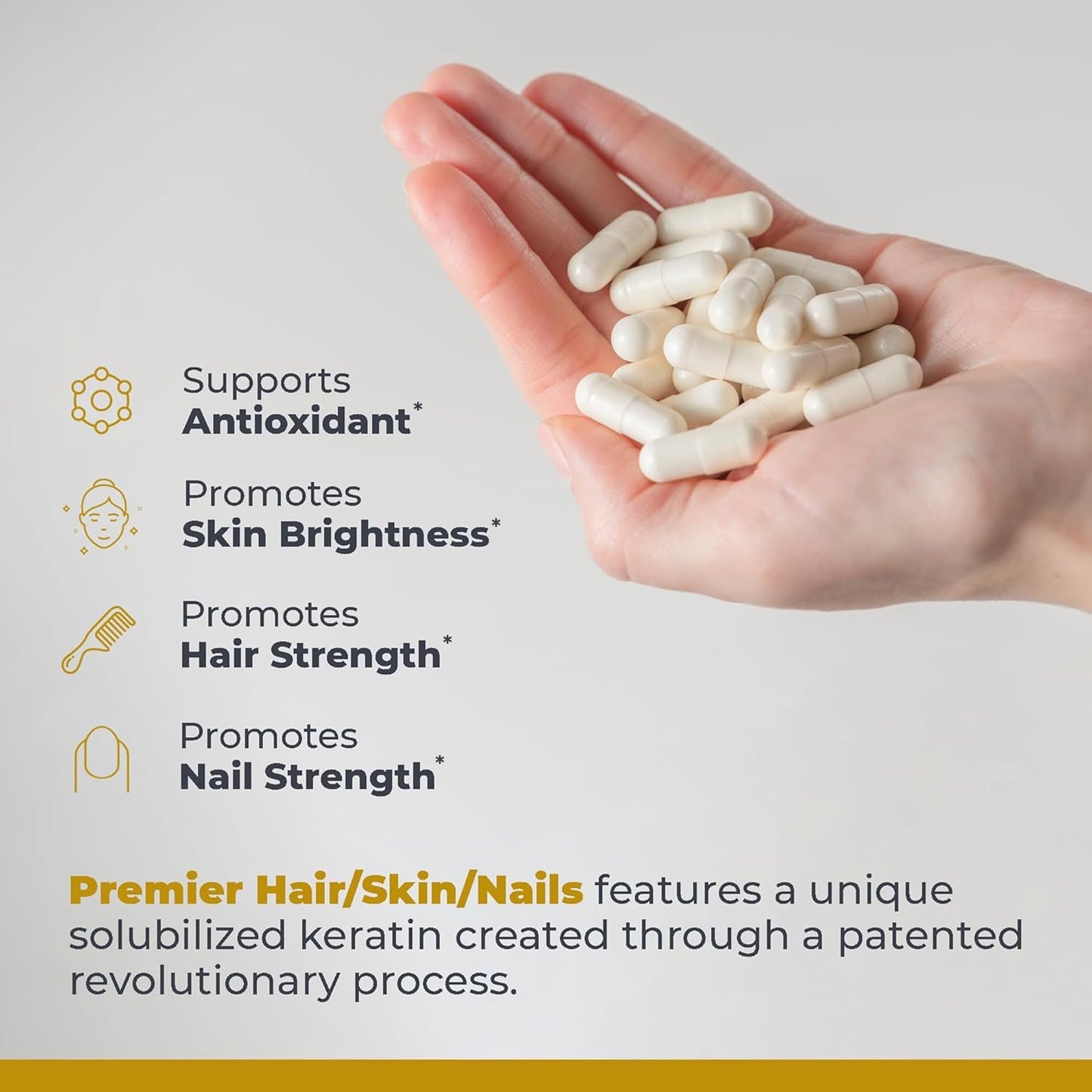 Premier Research Labs Premier Hair/Skin/Nails - Hair Growth Supplement for Women & Men with Keratin, Vitamins for Hair Growth, Beauty from Within for Hair, Skin and Nails, 60 Capsules