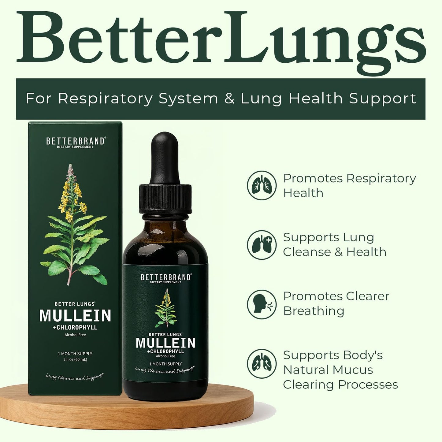 Betterbrand BetterLungs Mullein Leaf Extract and Gummies Bundle - Lung Health Support, Liquid and Gummies, 2-Pack