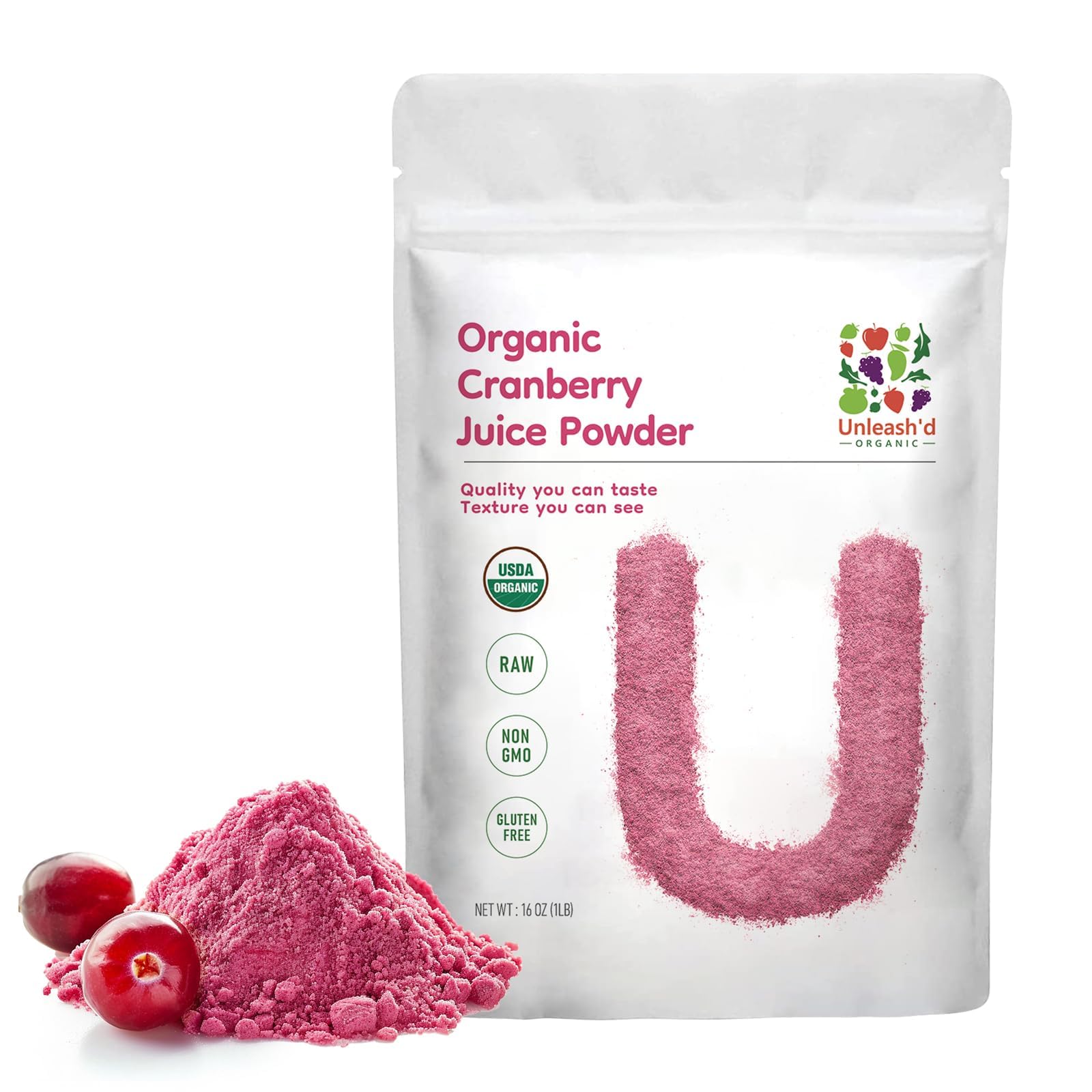 UNLEASH'D ORGANIC Cranberry Juice Powder 16 oz