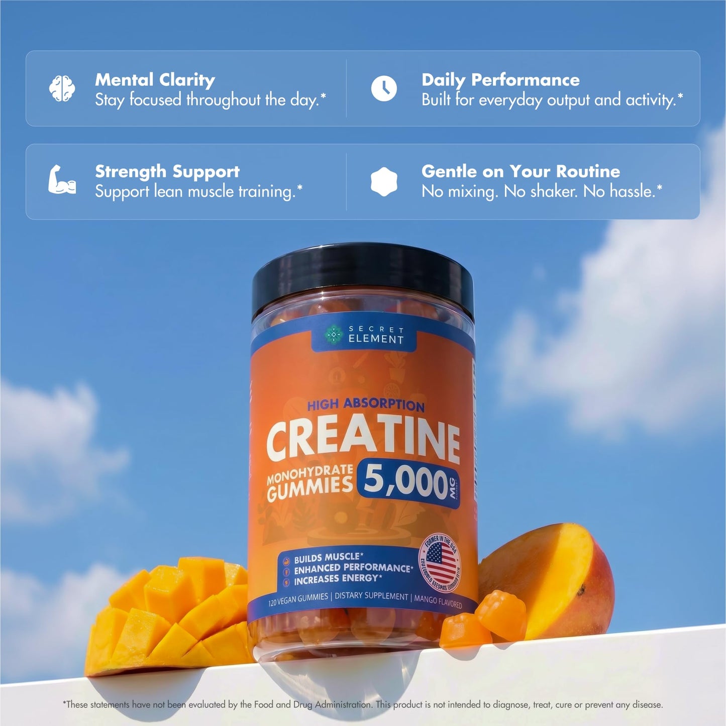 Secret Element Creatine Monohydrate Gummies 240 Gummies