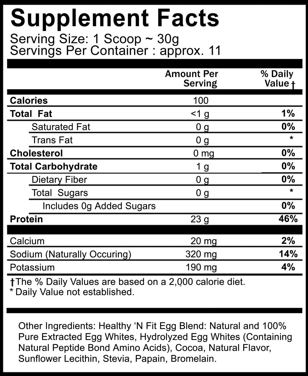 Healthy 'N Fit 100% Egg Protein Powder - Chocolate, 12 oz