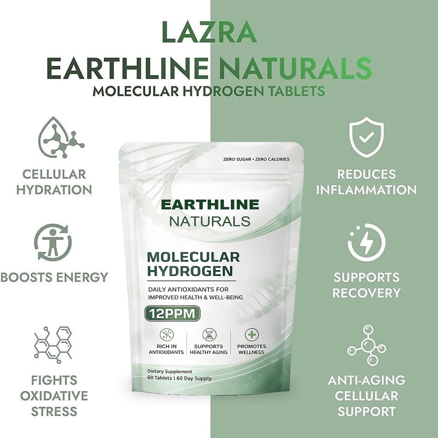 Earthline Naturals Molecular Hydrogen Tablets, 30 Tablets