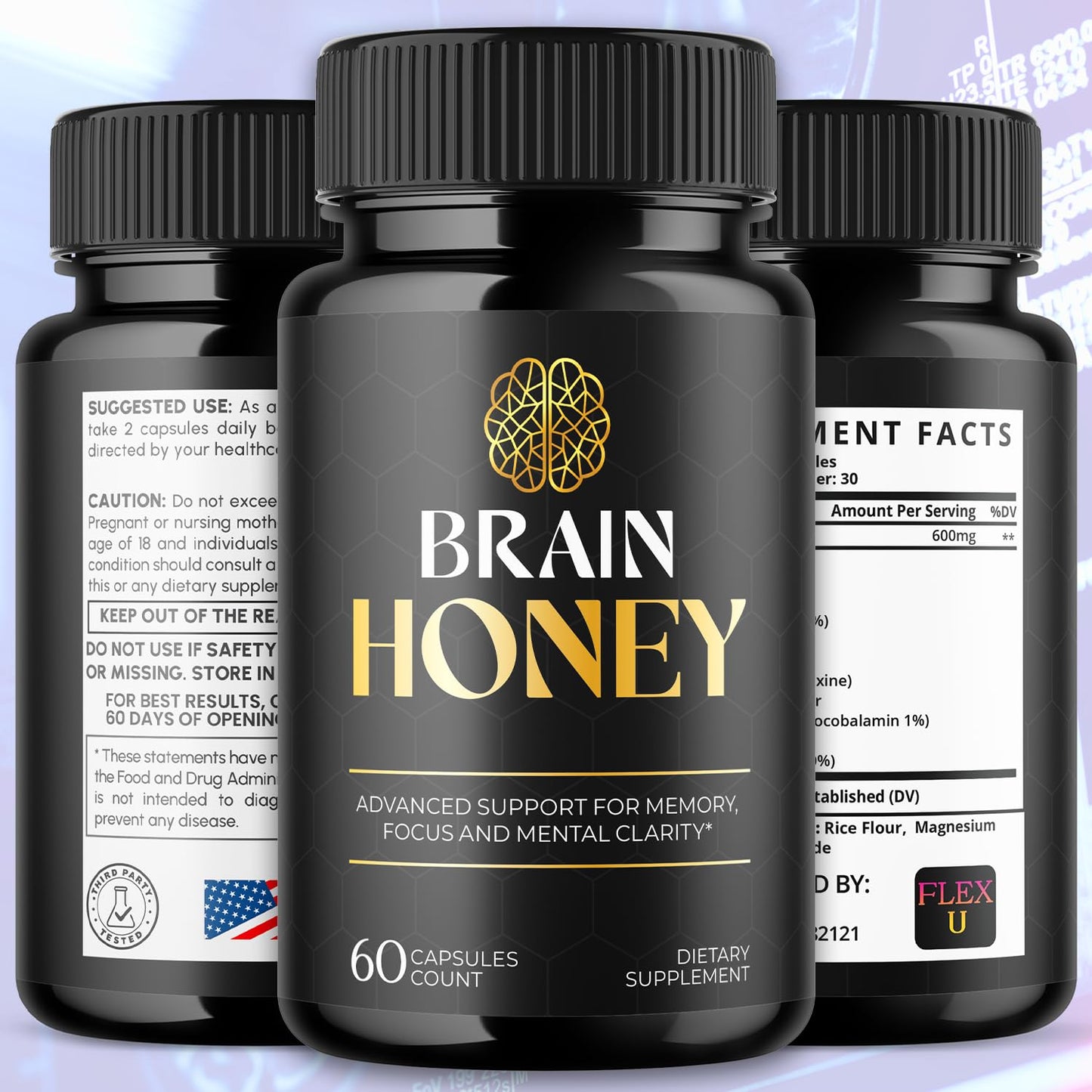 Flex University Brain Honey Capsules 60 Count
