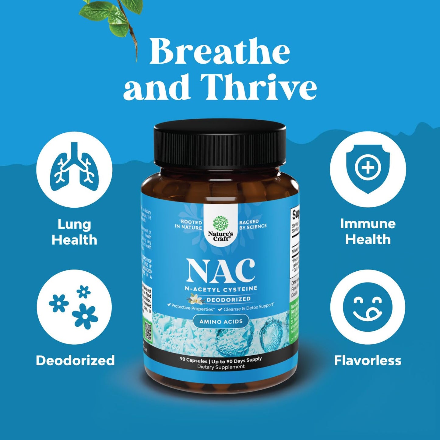 Natures Craft NAC Supplement N-Acetyl Cysteine Capsules, 600mg per Serving, 90 Count