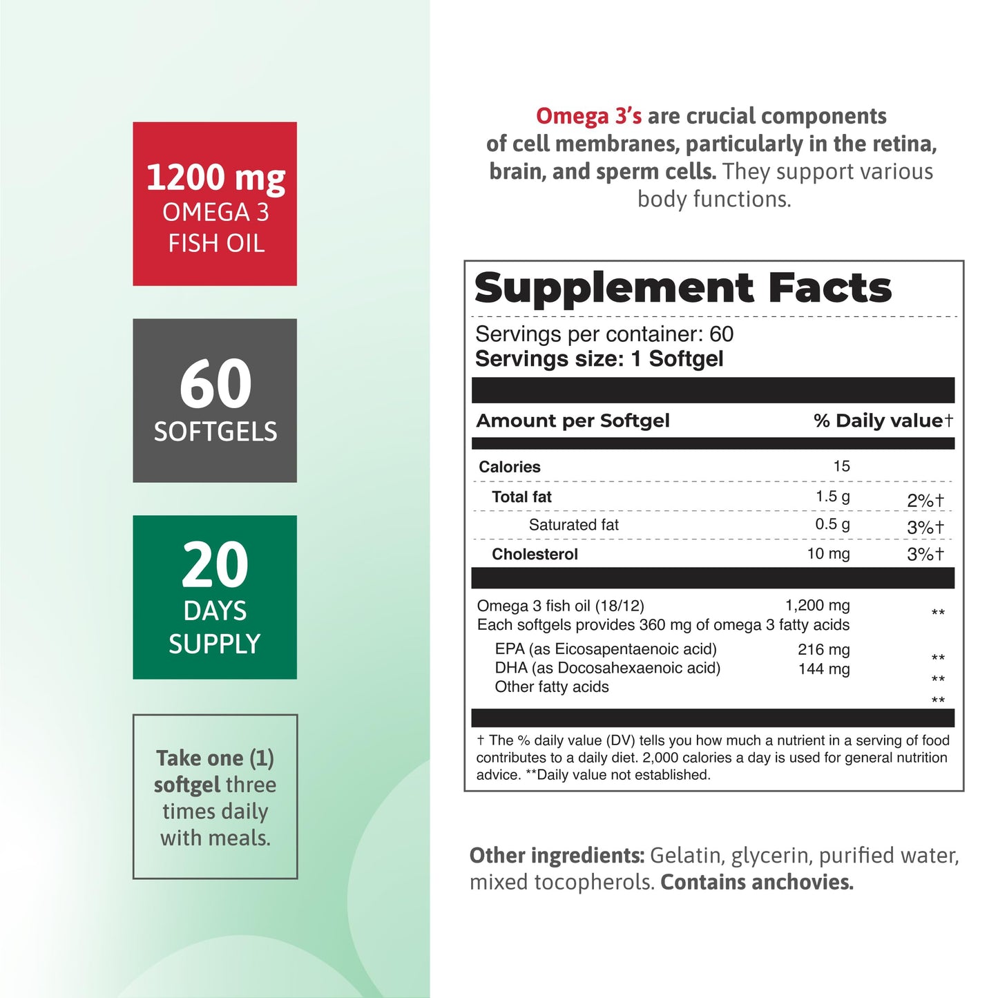 Nutra Nutrition Fish Oil 1200 mg Heart Circulatory Support Softgels, 60 Count
