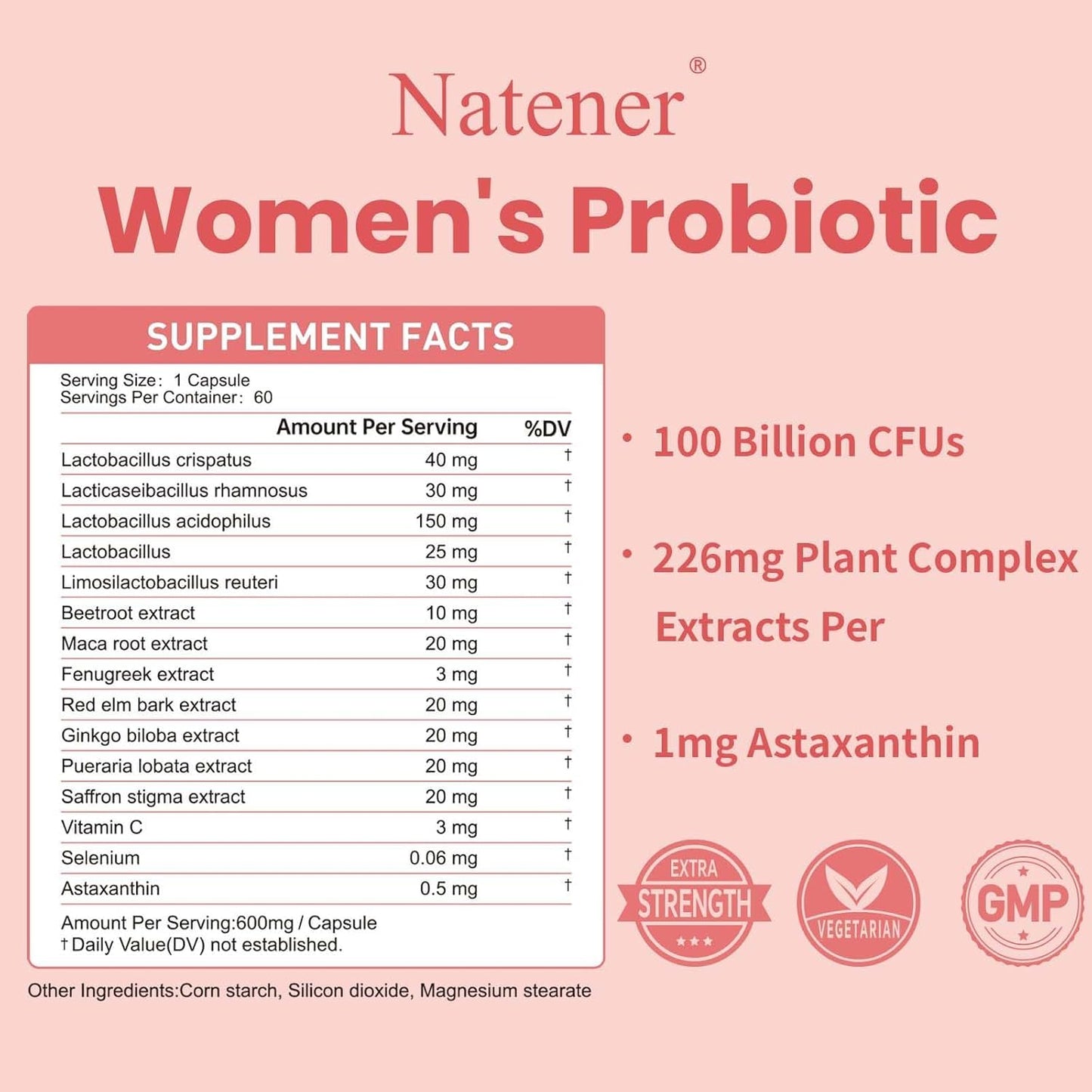 Natener Vaginal Probiotics for Women Capsules 60