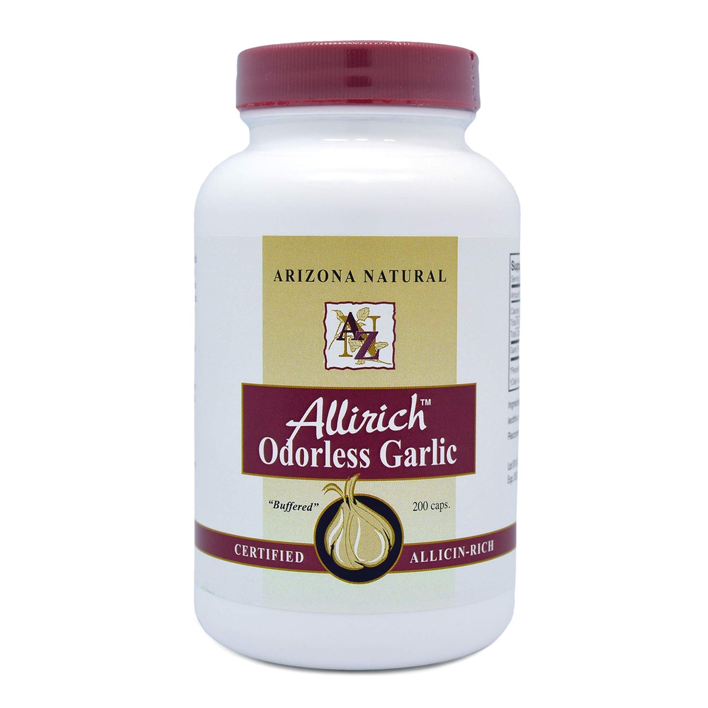 Arizona Natural Allirich (Allicin-Rich) Odorless Garlic Capsule, 200 Capsules