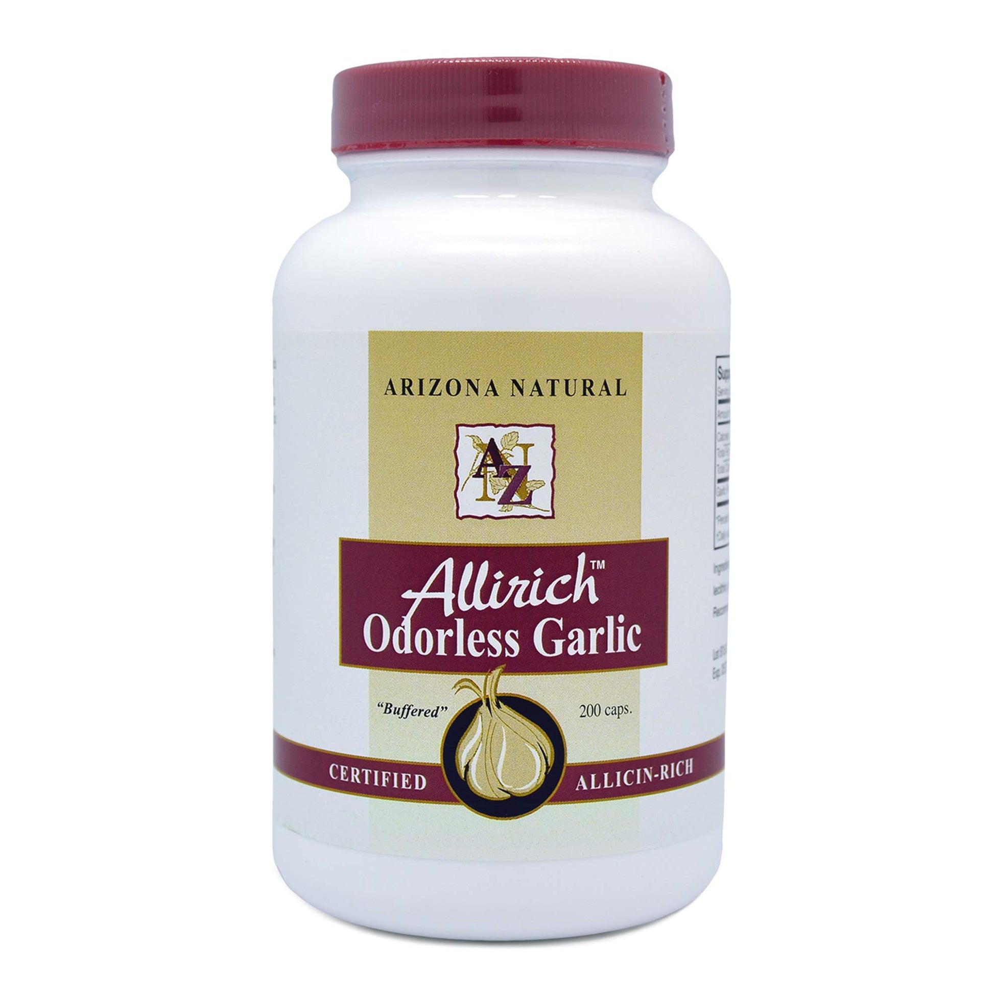 Arizona Natural Allirich (Allicin-Rich) Odorless Garlic Capsule, 200 Capsules