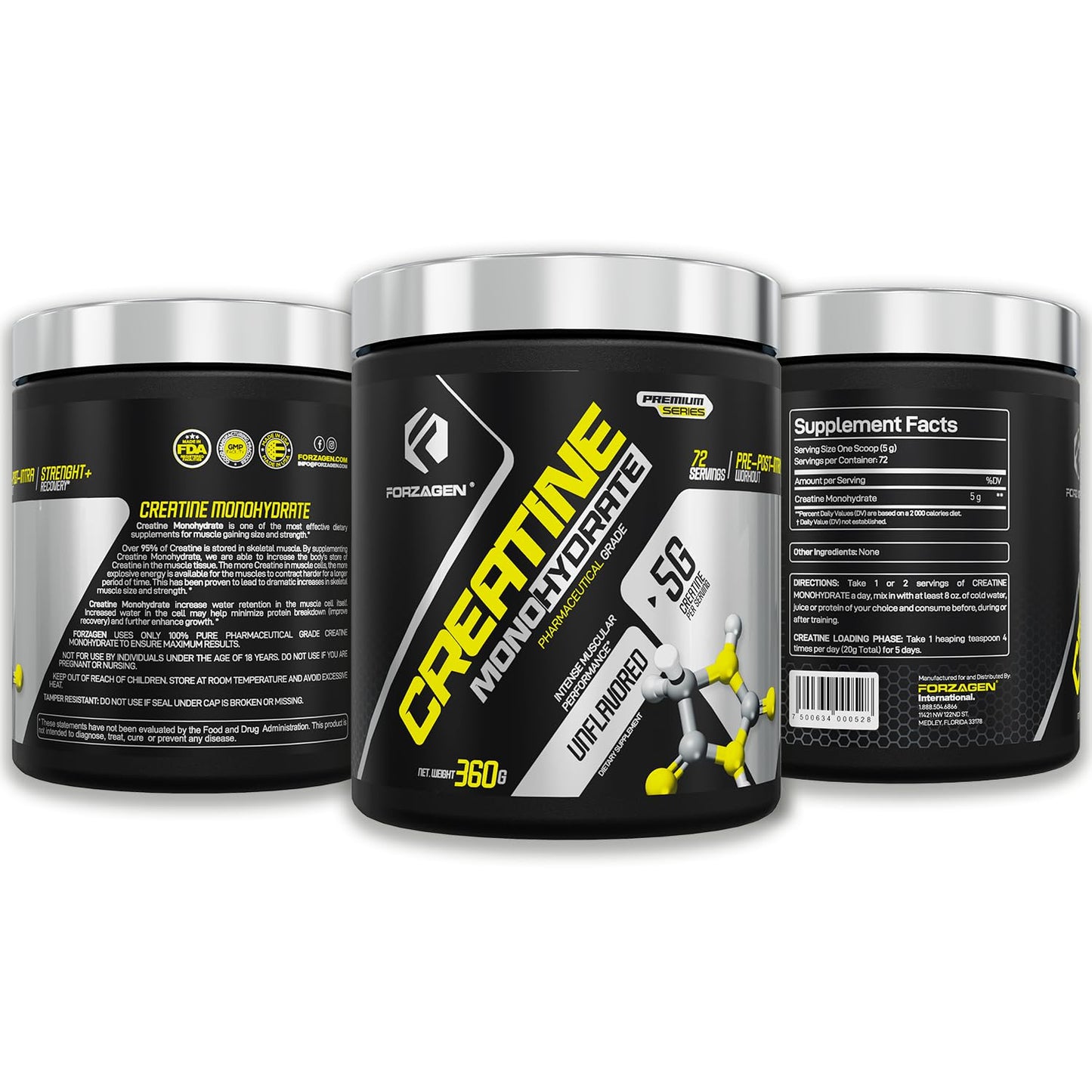 Forzagen Creatine Monohydrate, Unflavored, Micronized Powder 12.7 oz