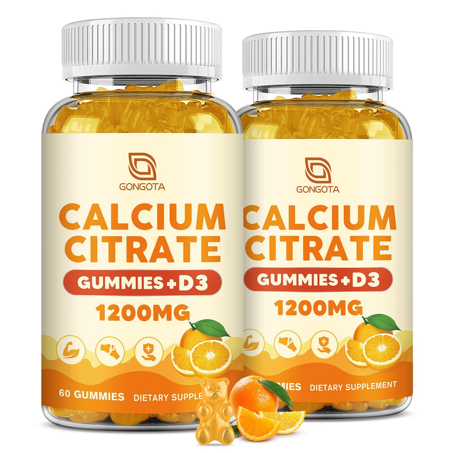 GONGOTA Calcium Citrate 1200mg with Vitamin D3 Gummies, 120 Gummies