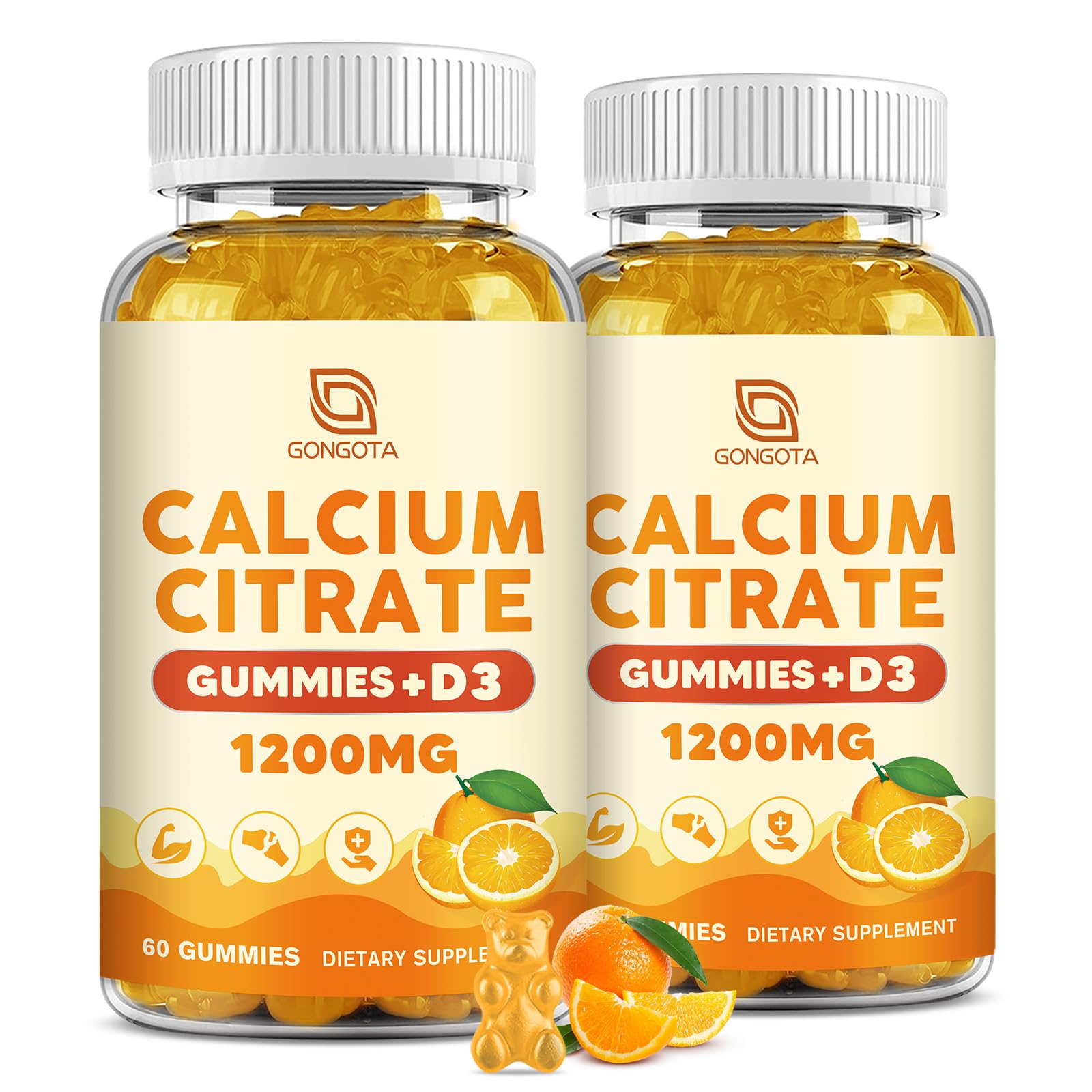 GONGOTA Calcium Citrate 1200mg with Vitamin D3 Gummies, 120 Gummies