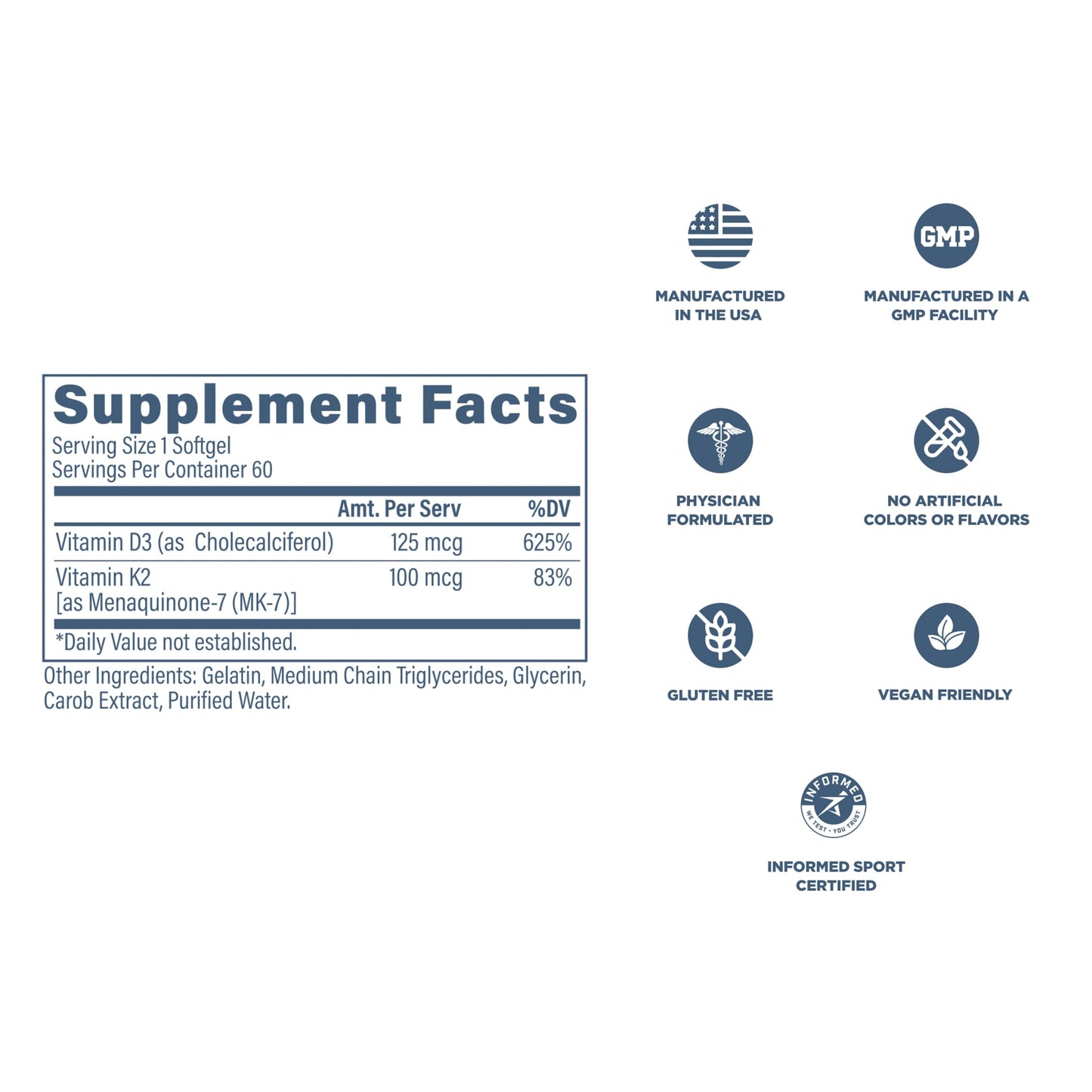 Revive Vitamin D3 & K2 Supplement Capsule, 60 Capsules