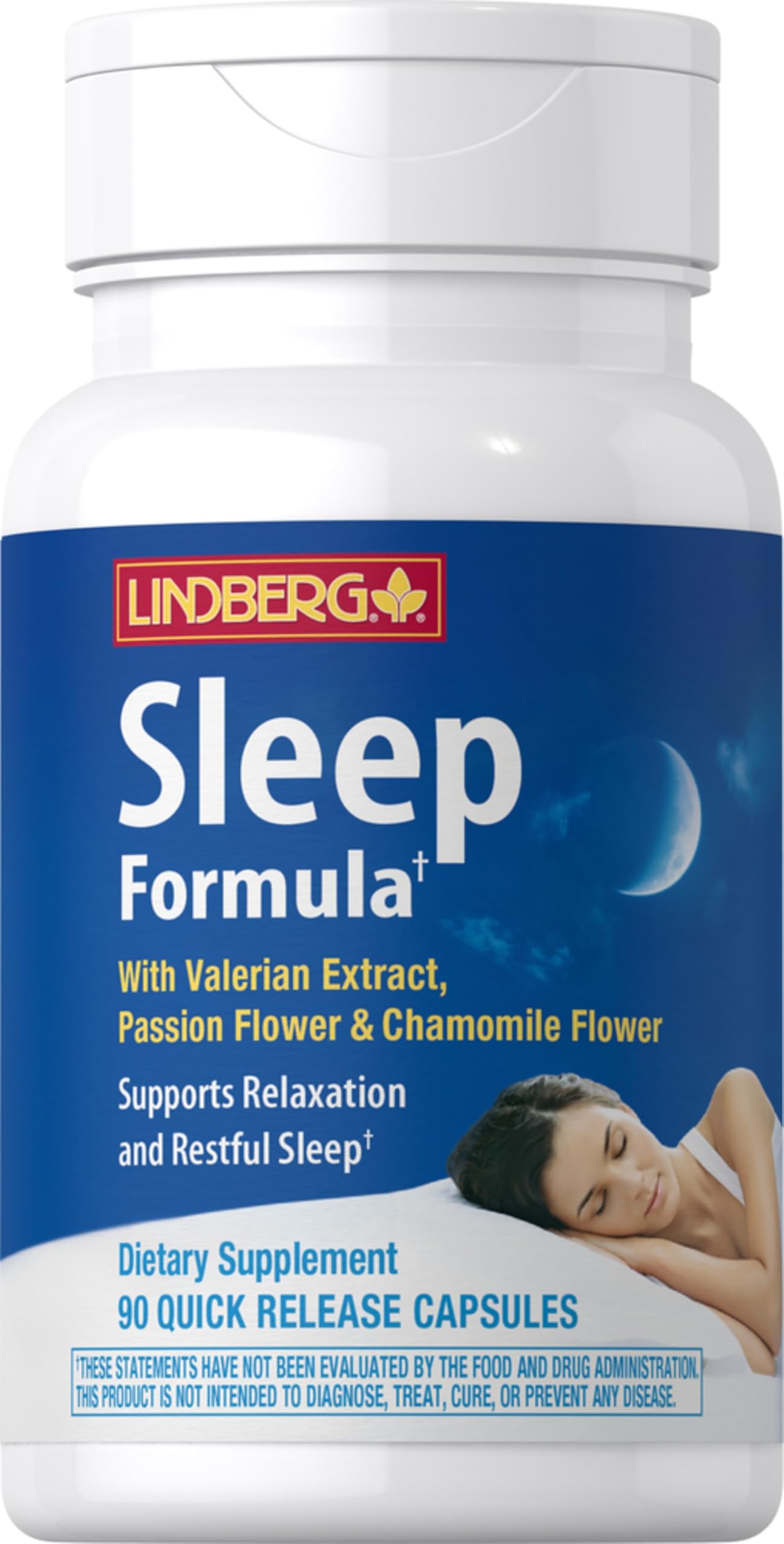 Lindberg Valerian Root Extract with Chamomile and Passion Flower Capsules, 90 Count