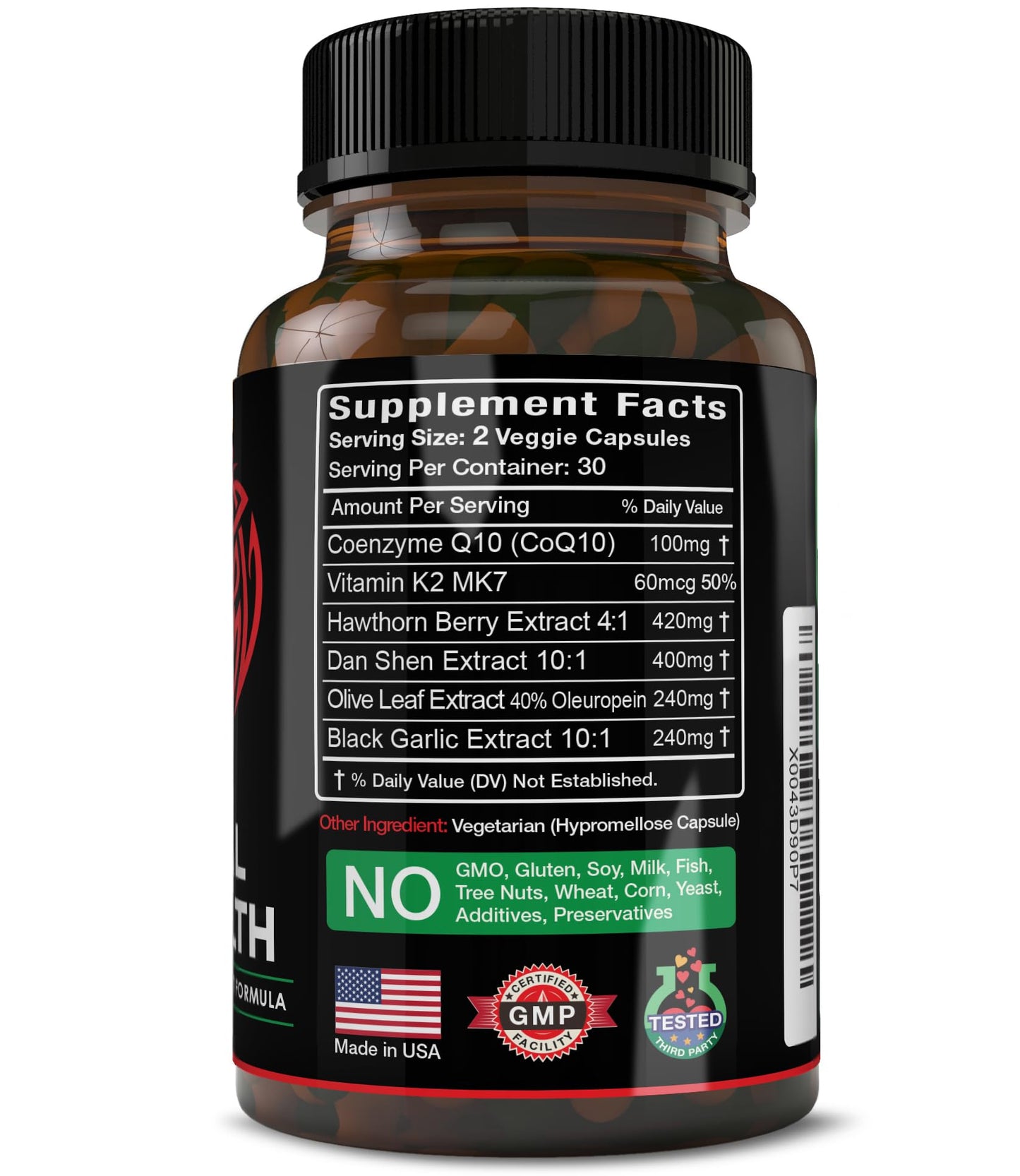 Herbtopia Eternal Health Blood Pressure Support Supplement – Heart Health & Blood Circulation Formula with CoQ10, K2 MK7, Black Garlic, Hawthorn, Olive Leaf & Dan Shen 60 Capsules