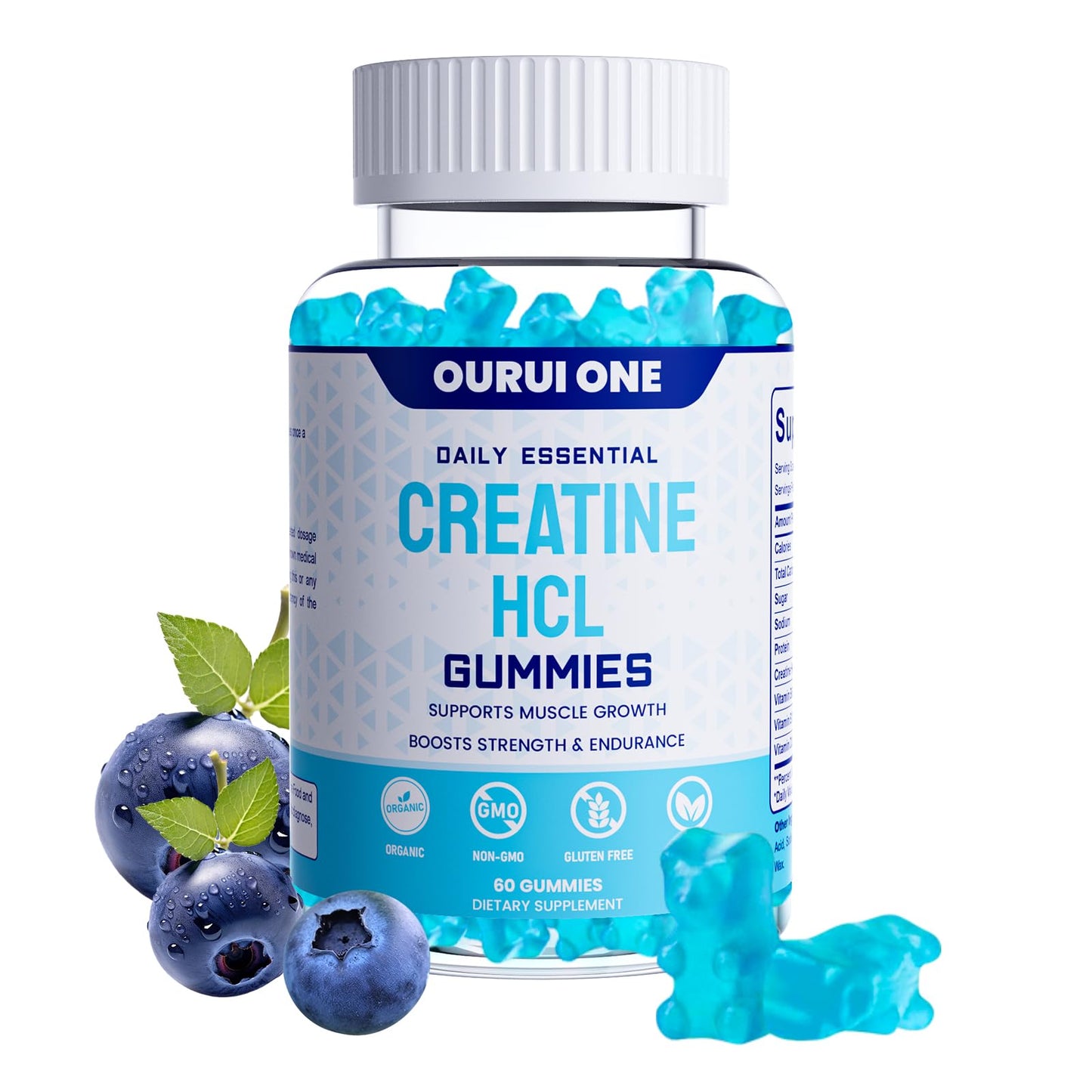 ourui one Creatine HCL Gummies 2000mg, 60 Gummies