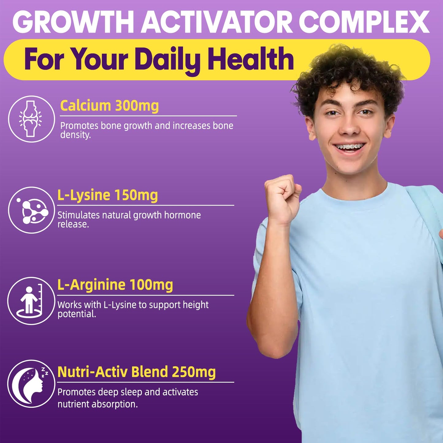 XIHOLIY Height Growth Gummies for Kids & Teens - Natural Vitamin Growth Supplement Gummy 60 Count
