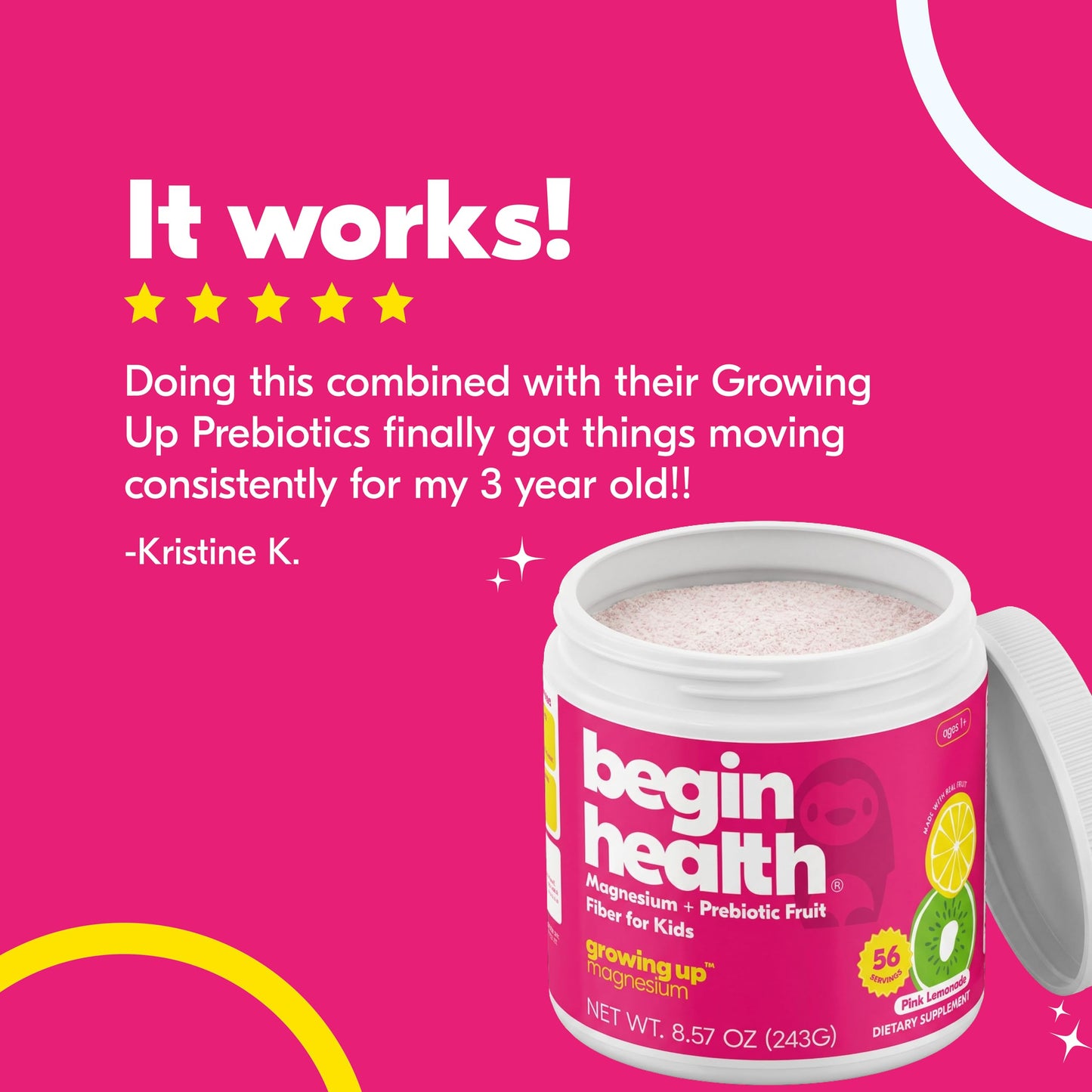 Begin Health Daily Growing Up Magnesium Drink for Kids Powder, 8.57 oz
