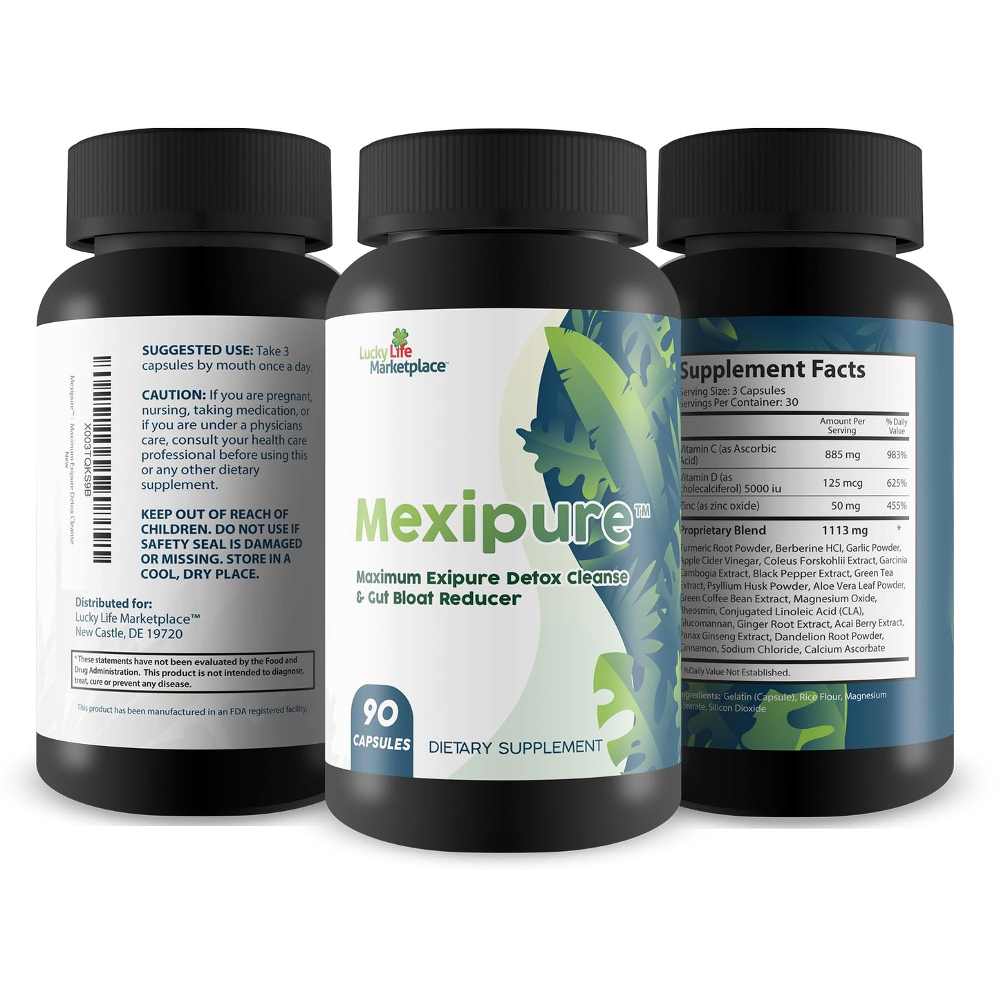 Generic Mexipure Detox Cleanse & Gut Bloat Reducer Capsules 90 Count
