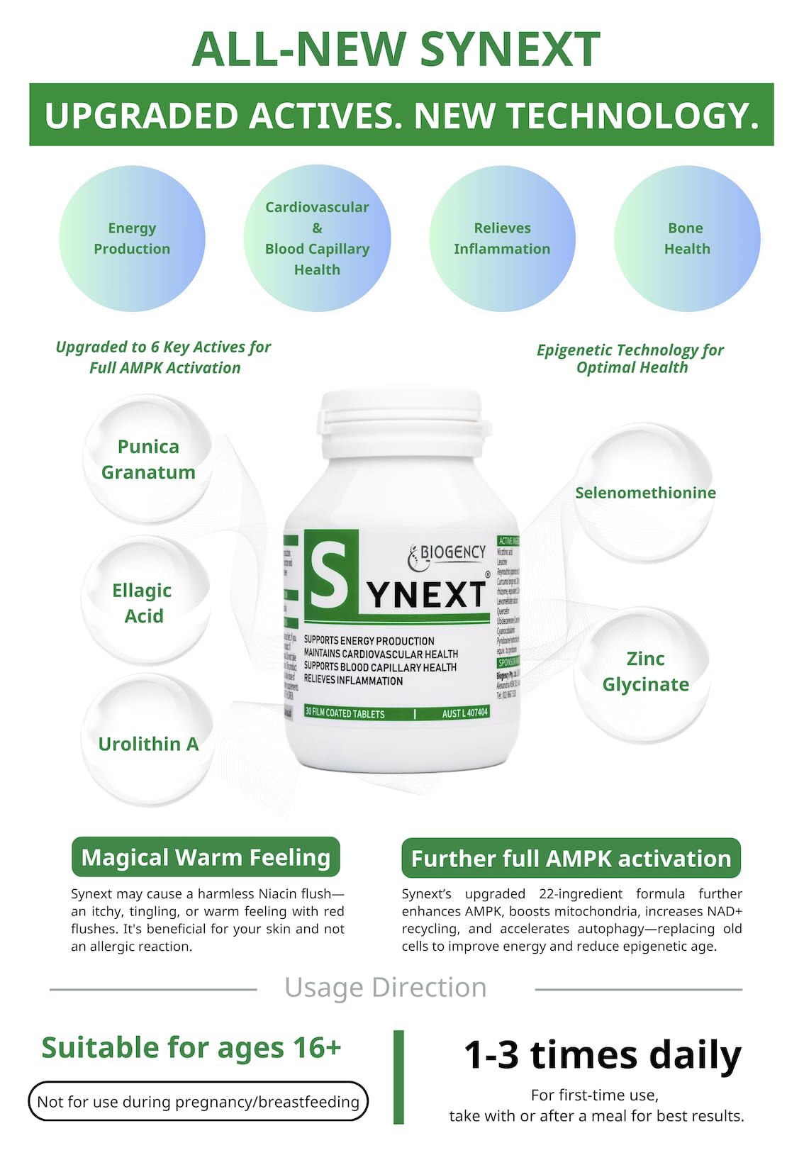 Biogency Synext NAD+ Supplement Tablets 30 Count