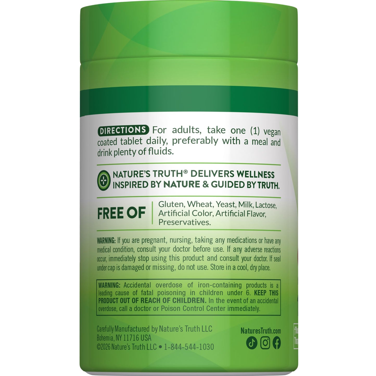 Nature's Truth Iron Supplement 120 Tablets