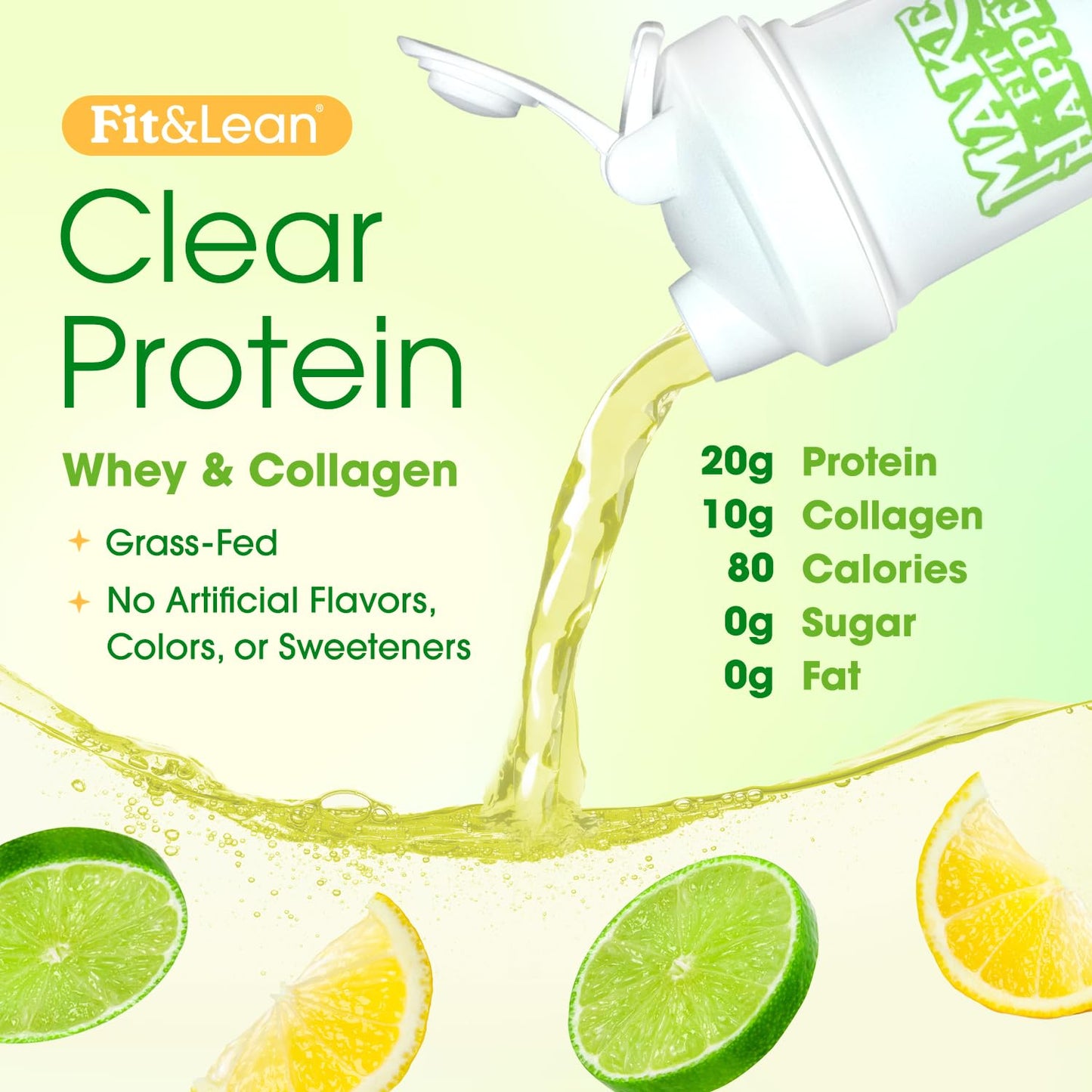 Fit & Lean Clear Protein Powder Citrus Lime 16.7 oz