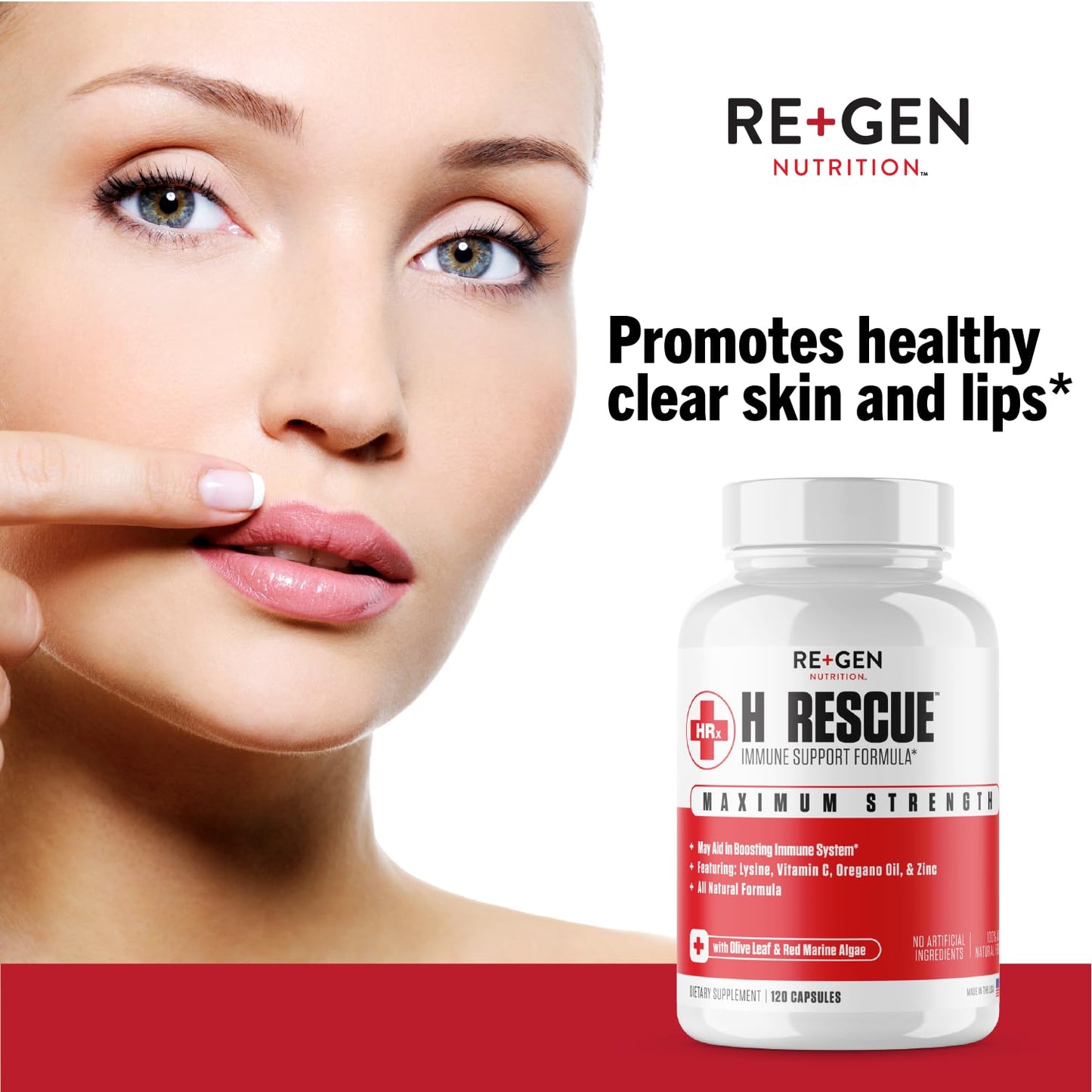 Re+Gen Nutrition H Rescue Immune Support Capsules, 120 Count