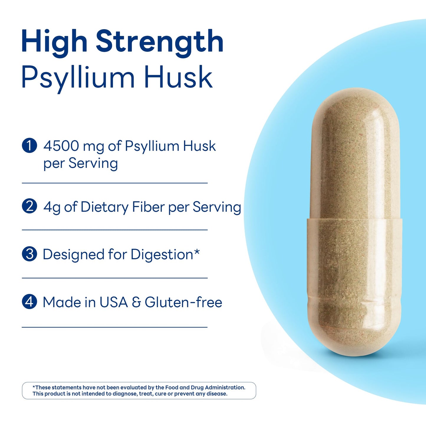 Vitamin World Psyllium Husks Capsules 4500mg Per Serving, 120 Count