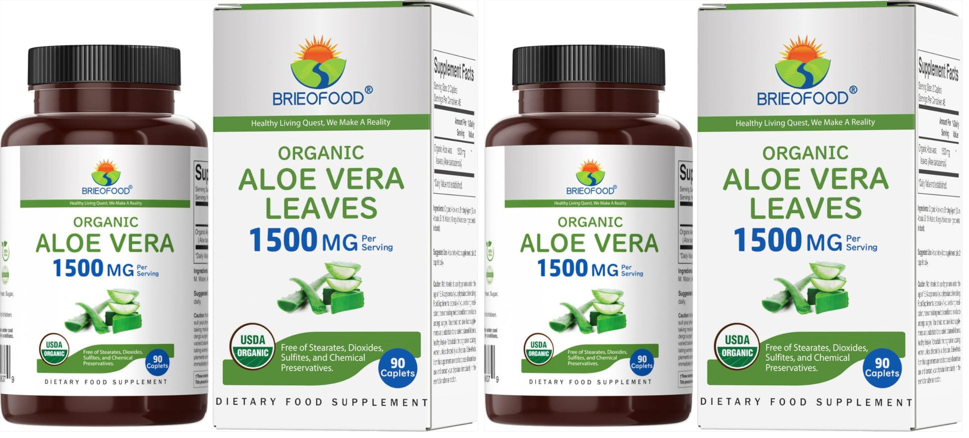 Brieofood Organic Aloe Vera 1500mg Tablet 180 Tablets