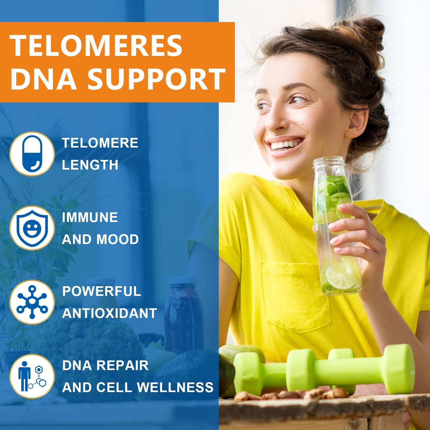 NICMIN Telomeres DNA Support - Anti Aging Supplement for DNA Repair, Cell Health & Stem Cell Support Max Absorption, 180 Capsules