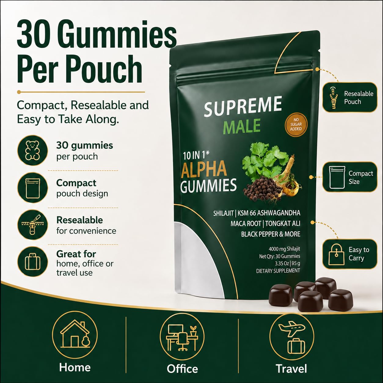 SUPREME MALE Alpha Gummies 30 Count