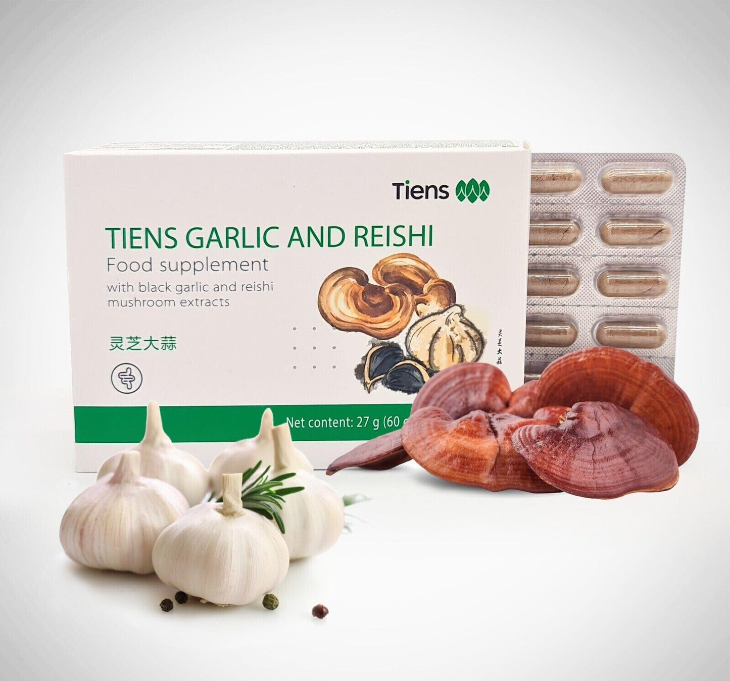 Tiens Organic Garlic & Reishi Mushroom Capsules 60 Capsules