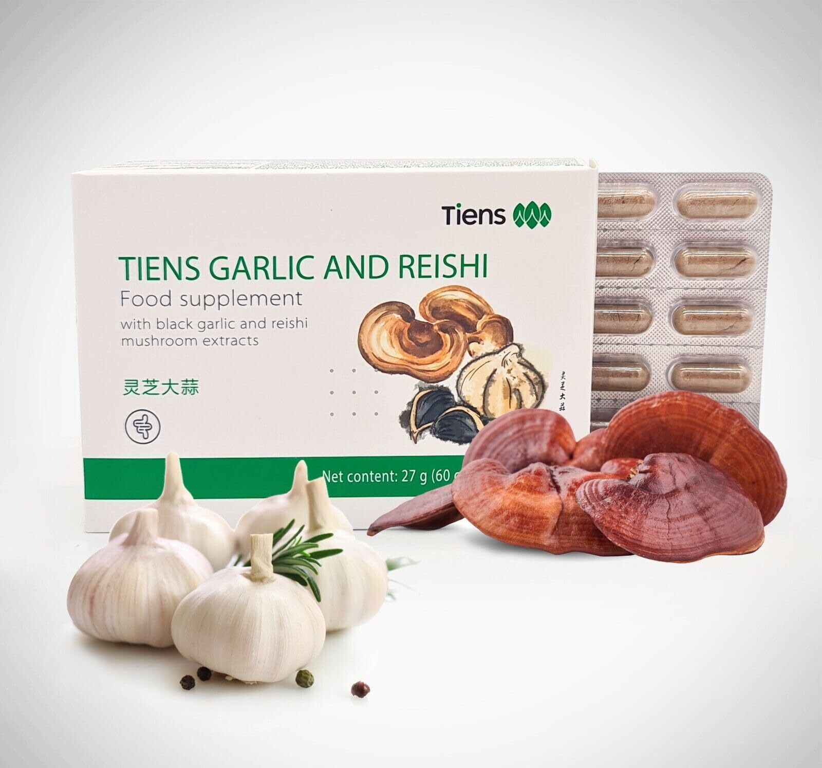 Tiens Organic Garlic & Reishi Mushroom Capsules 60 Capsules