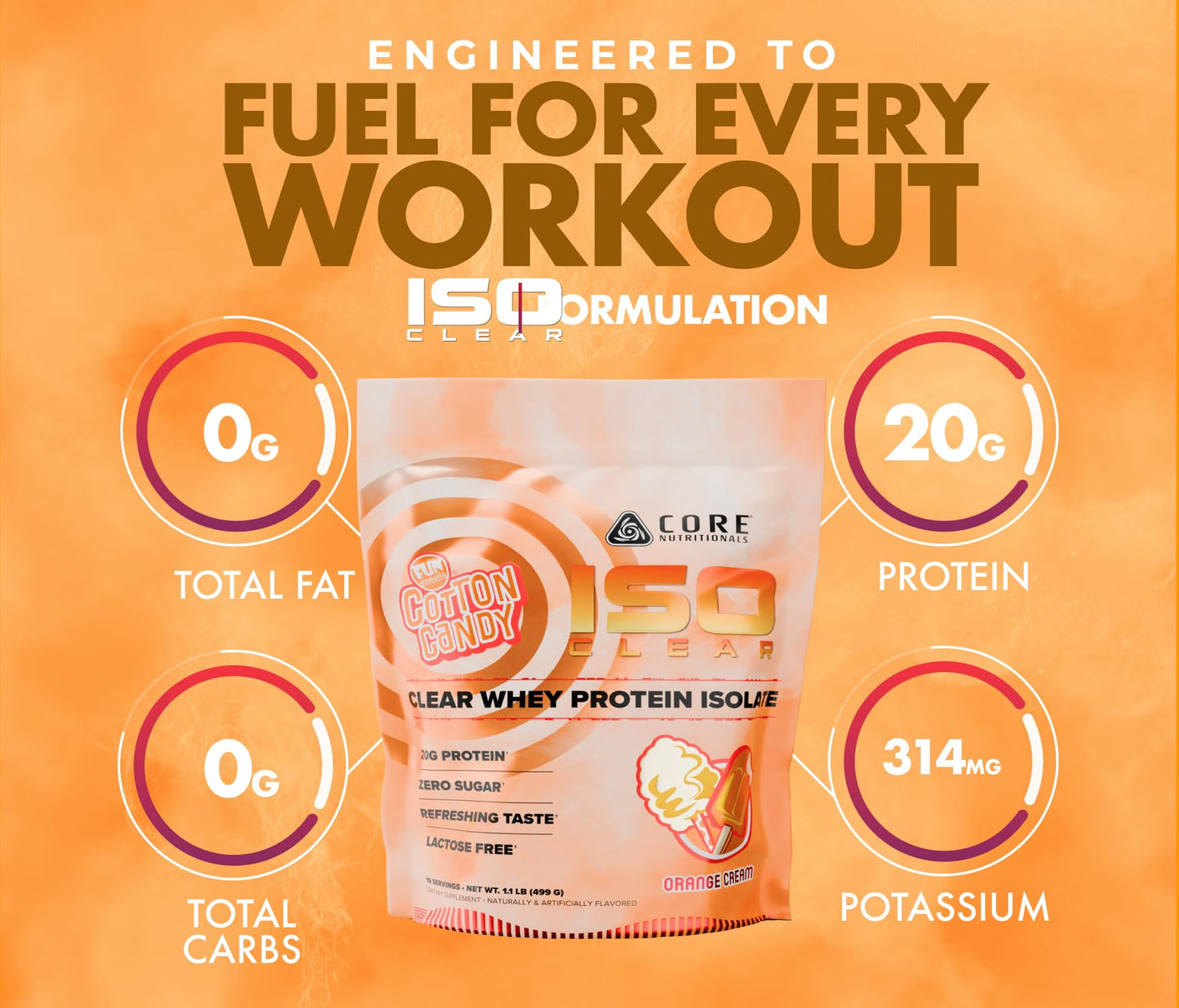Core Nutritionals Iso Clear Whey Protein Isolate Powder, 17.6 oz