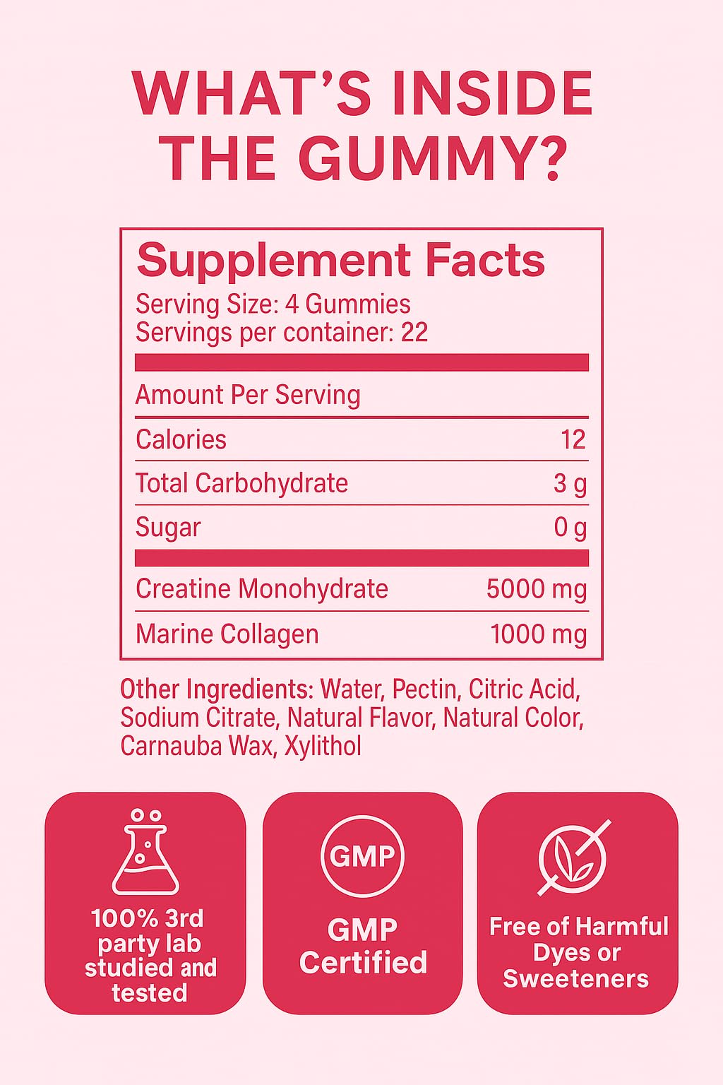 Lustrafit Booty Gummies - Booty & Glute Builder Creatine Gummies with Collagen for Women, 90 Gummies