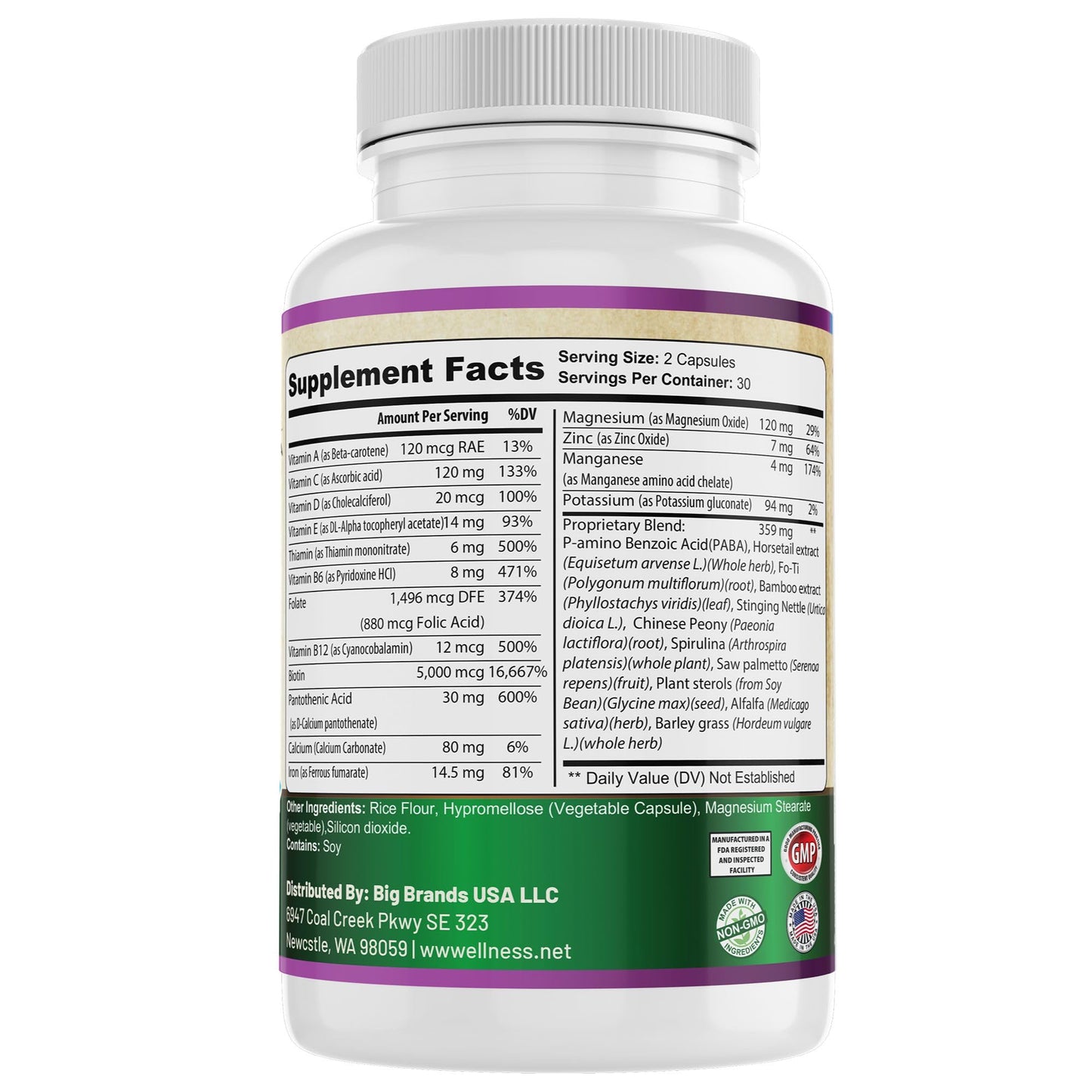 Whole World Wellness Healthy Hair Skin and Nails Biotin 5000mcg Capsule 60 Count