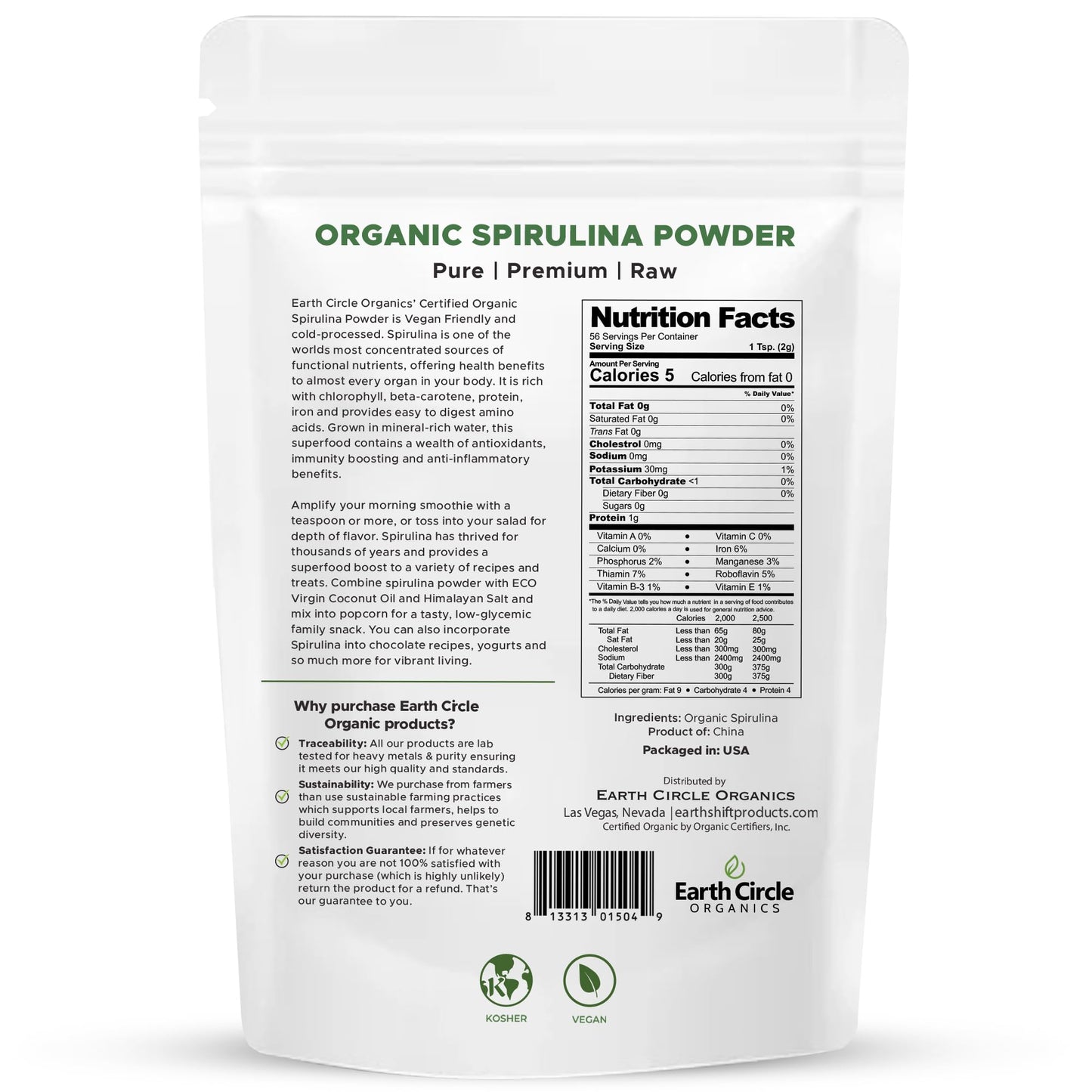 Earth Circle Organics Chlorella Tablets 400 (Pack of 2)