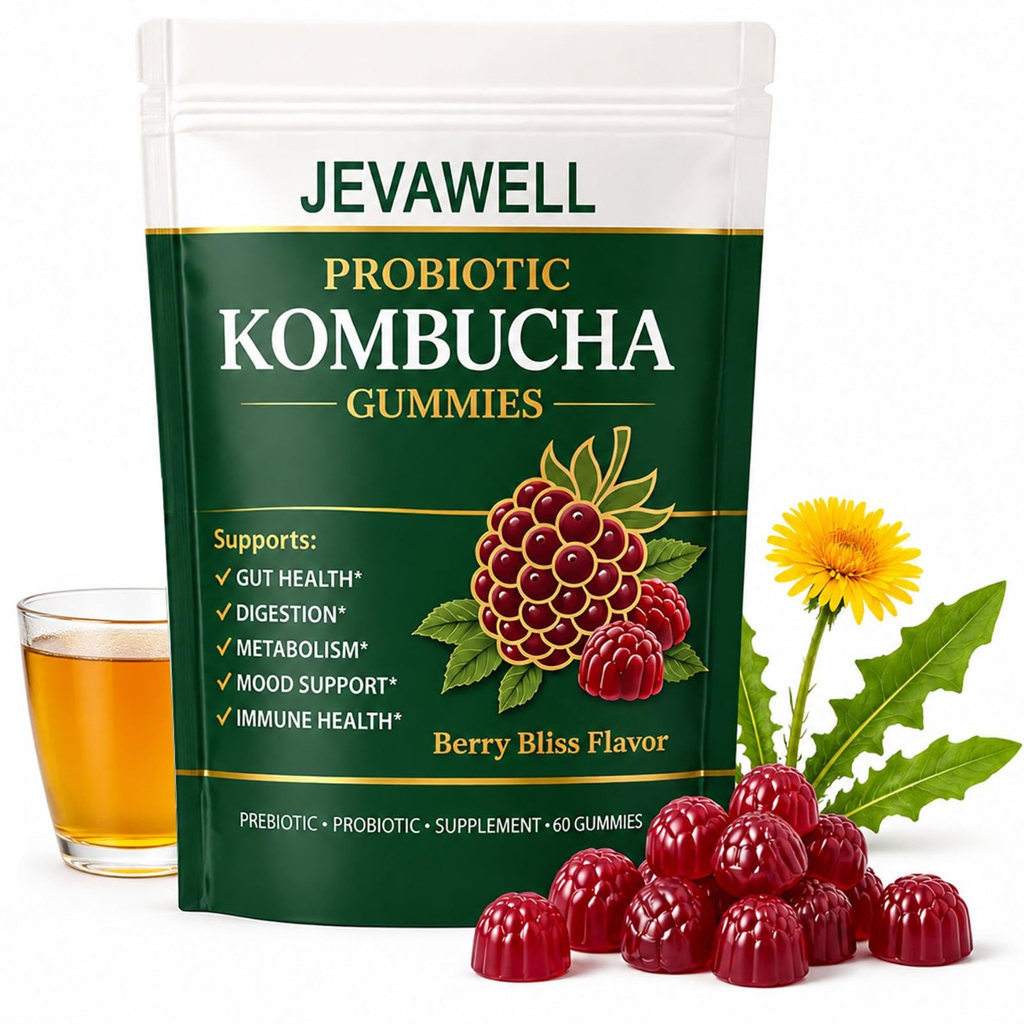 jevawell Kombucha Gummies Gummy 60 Gummies