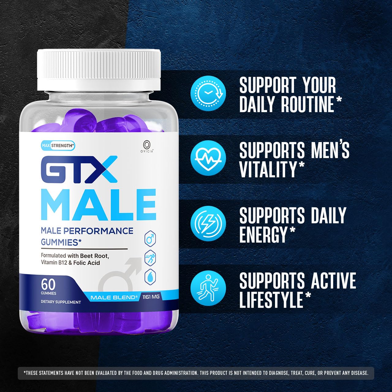 OVICIA GTXMale Gummies, 60 Gummies