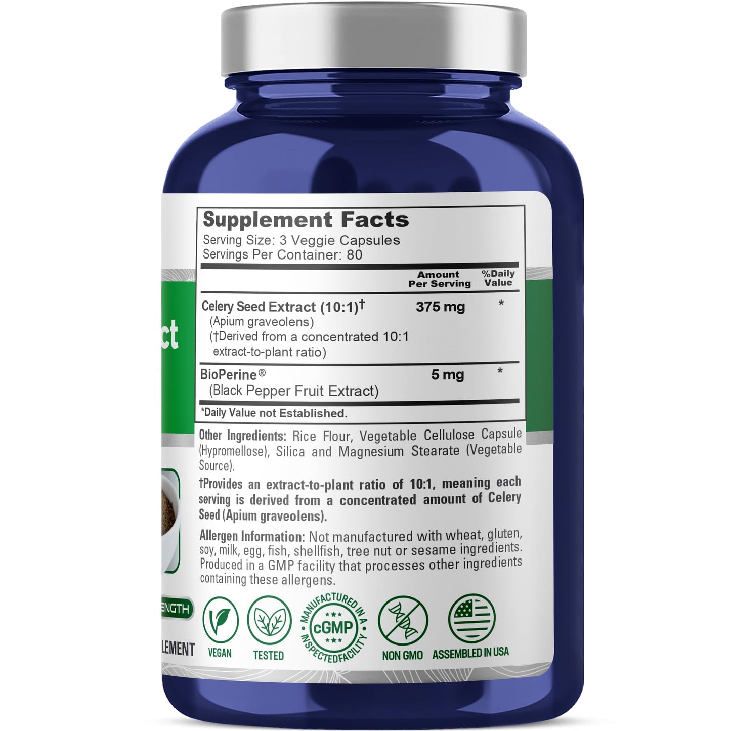 NusaPure Celery Seed Capsules, 375 mg, 240 Veg Capsules (Non-GMO, Vegan)