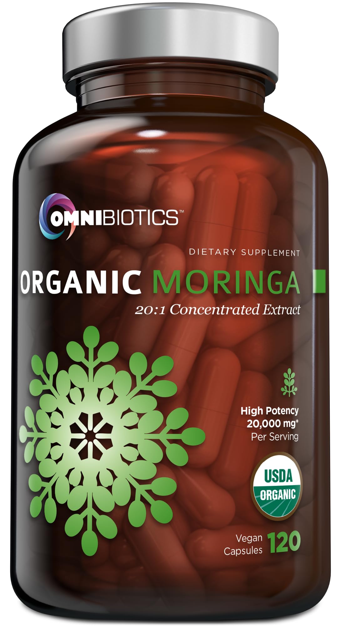 OmniBiotics Organic Moringa Capsules 1000mg Capsule, 120 Count